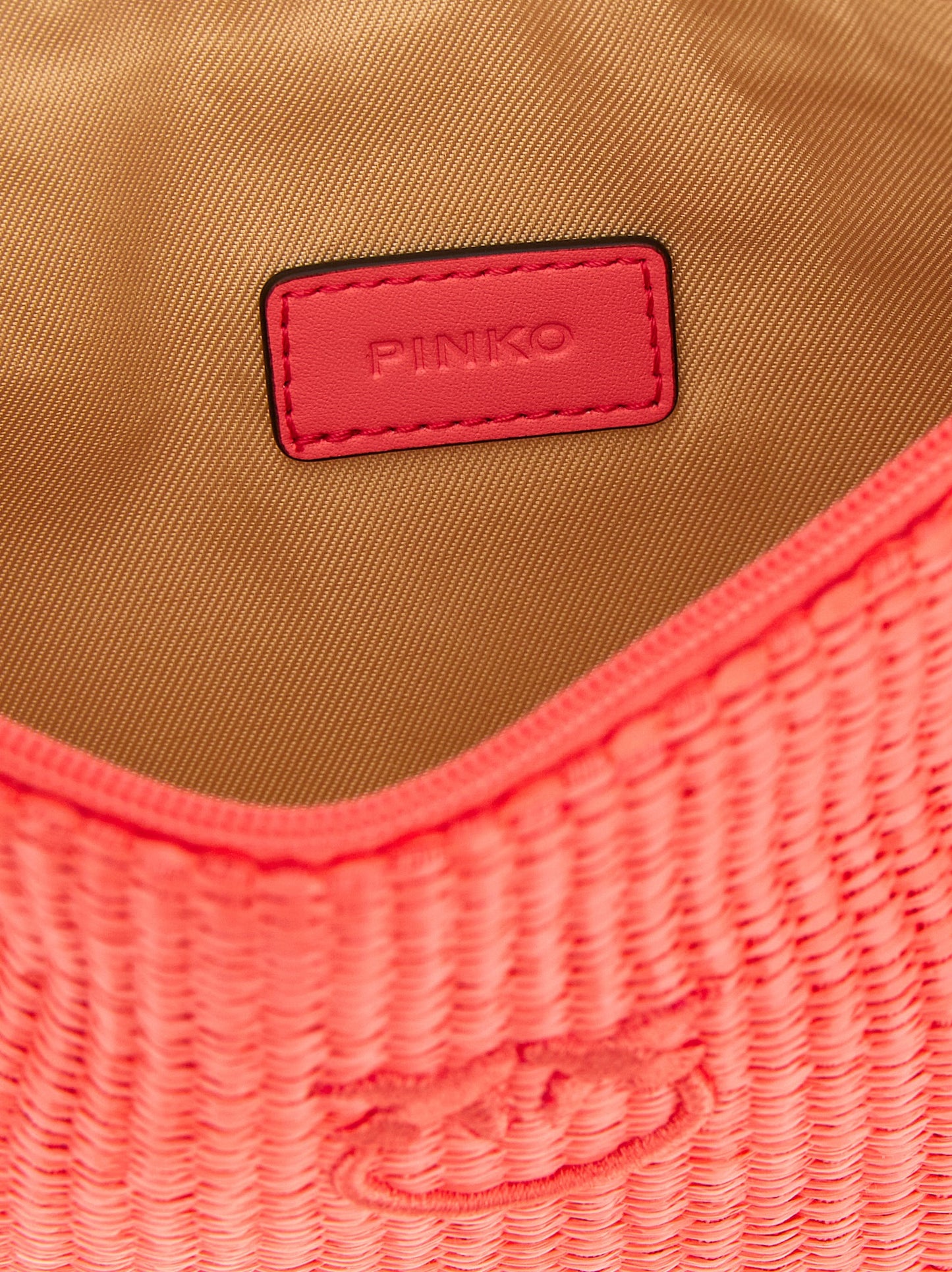 Clutch Handbag by PINKO for women in cotton polyester fuchsia features a statuesque silhouette, showcasing a secure zipper and organized with versatile for statuesque evening wear.