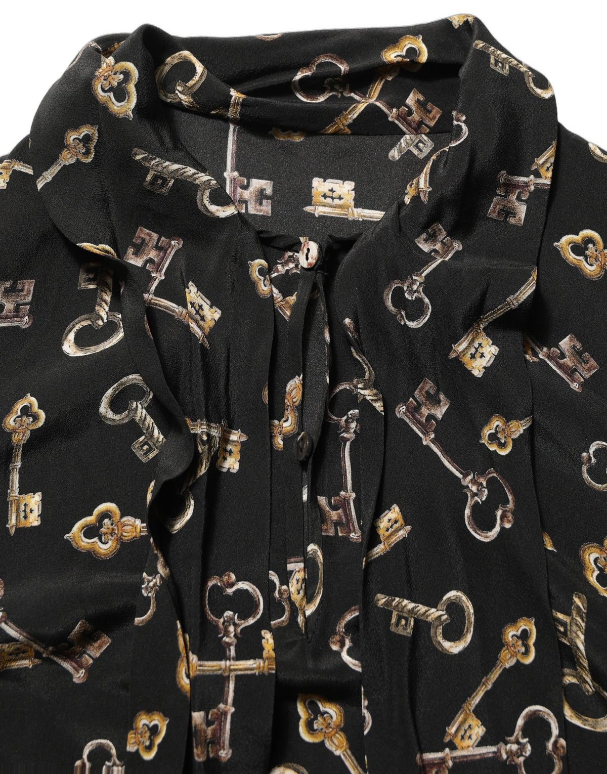 Dolce & Gabbana Women's Long-Sleeve Silk Blouse - Black Patterned Print