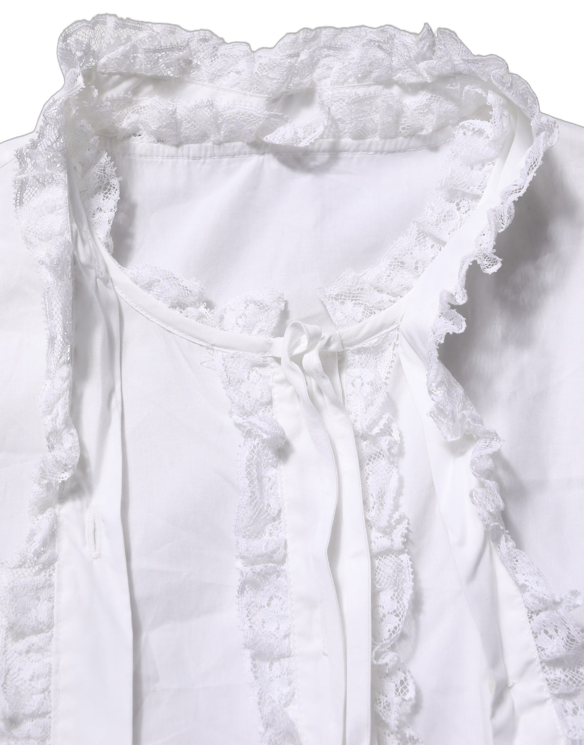Dolce & Gabbana Women's Long-Sleeve Cotton Lace Polyester & Viscose Blouse - White