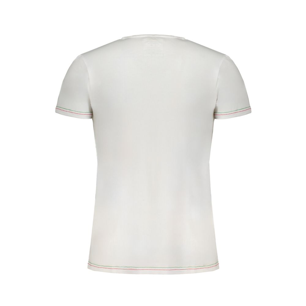 T-Shirt by Aeronautica Militare for men in stretch cotton white, signature & print features a plush silhouette, showcasing a sophisticated v-neck neckline and for a truly plush finish.
