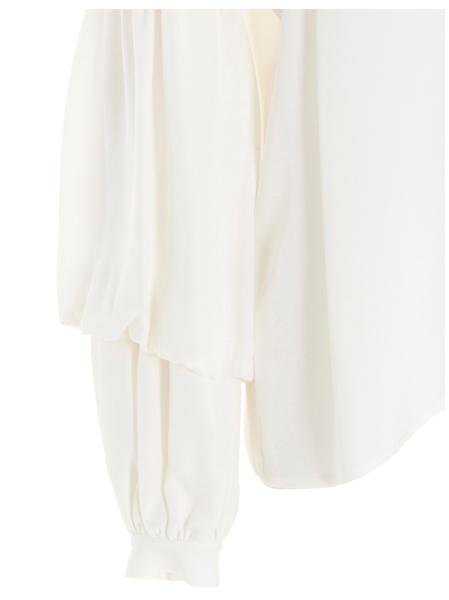 Blouse by DI.LA3 PARI' for women in silk white features an architectural silhouette with a refined and elegant for a architectural look.