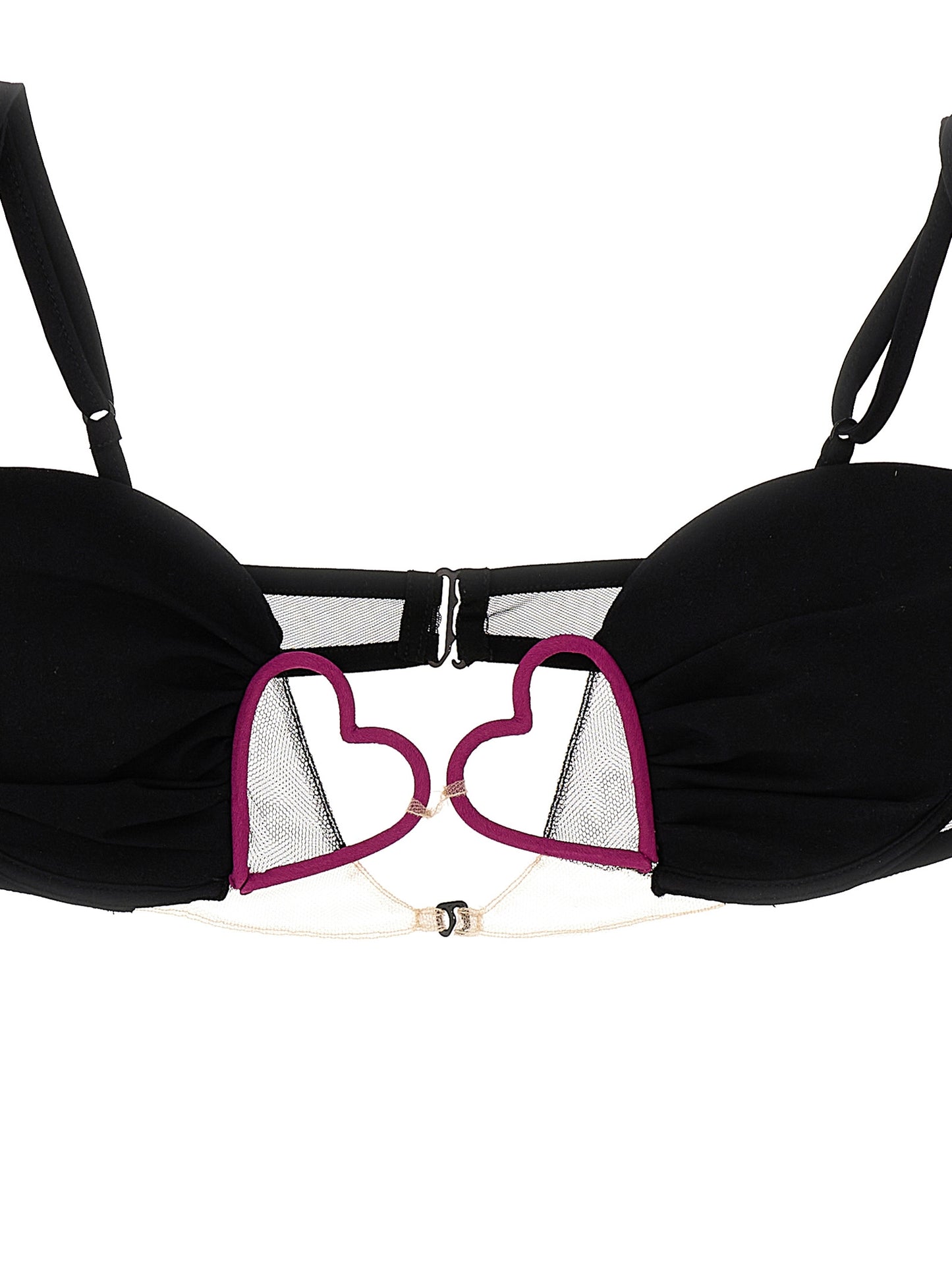 Bra by Nensi Dojaka for women in polyamide & silk and black showcases a cute silhouette, artfully capturing the essence of Heart Women's Polyamide & Silk Bra with its cute design and meticulous finish.