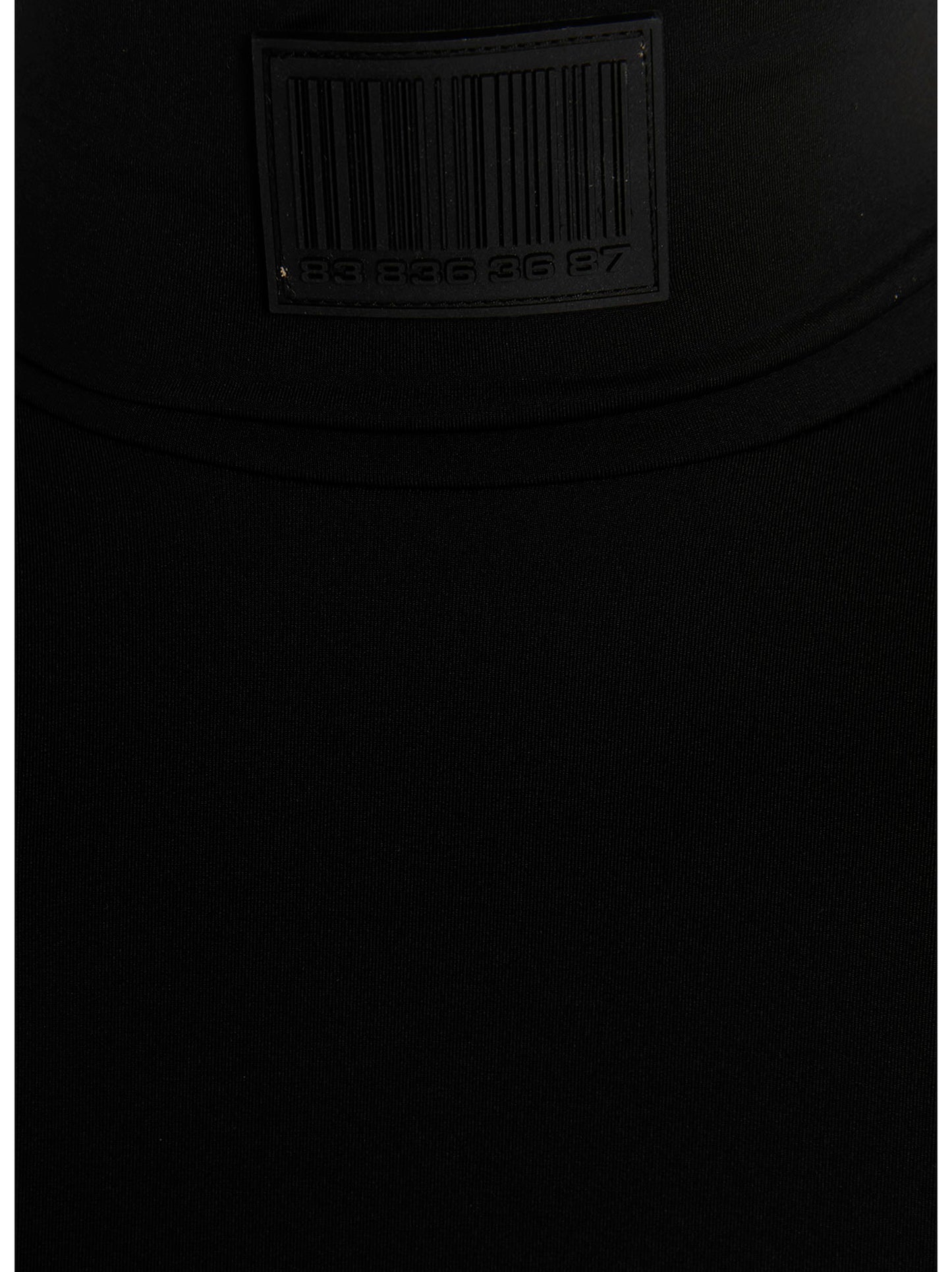 Cardigan by VTMNTS for men in stretch polyamide black & signature features a dramatic silhouette, showcasing a sophisticated and dramatic detail for a timeless, premium look.