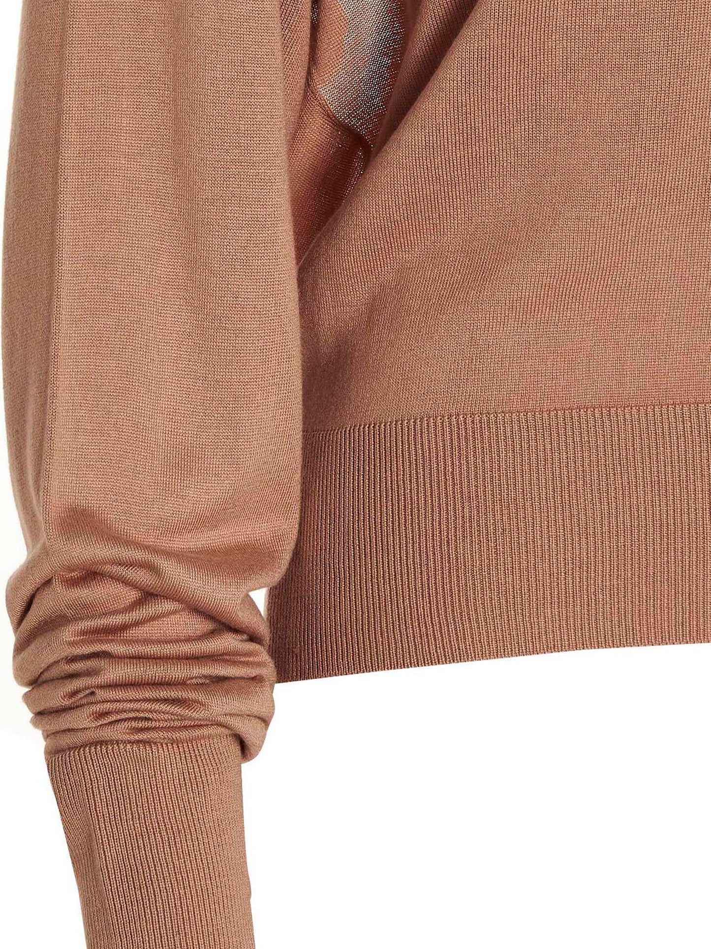 Cardigan by RAMAEL for women in silk beige showcases a luxurious silhouette, meticulously detailed with a sophisticated and for a refined finish.