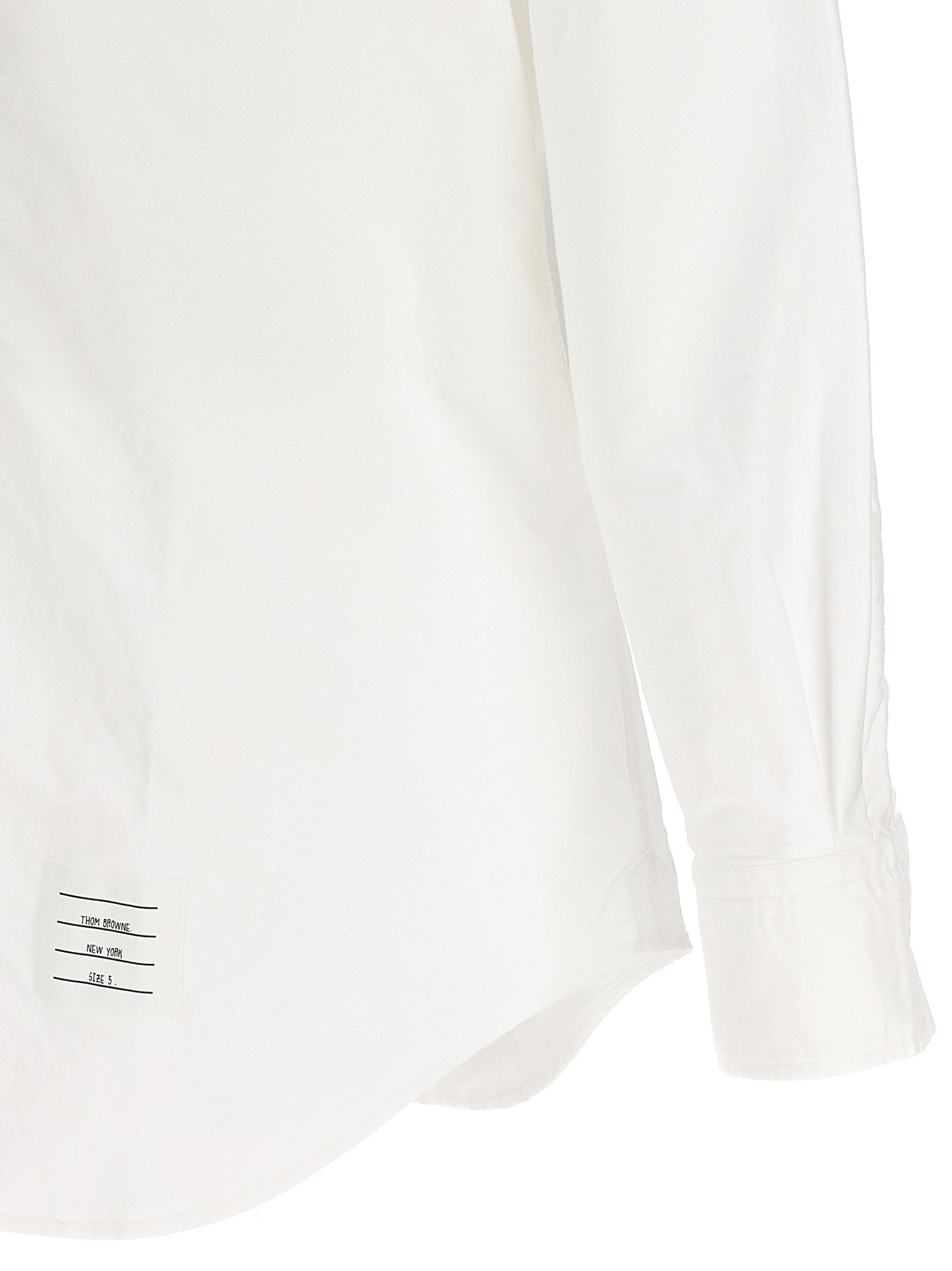 Shirt by Thom Browne for men in cotton white features an architectural silhouette with a refined and elegant for a architectural look.