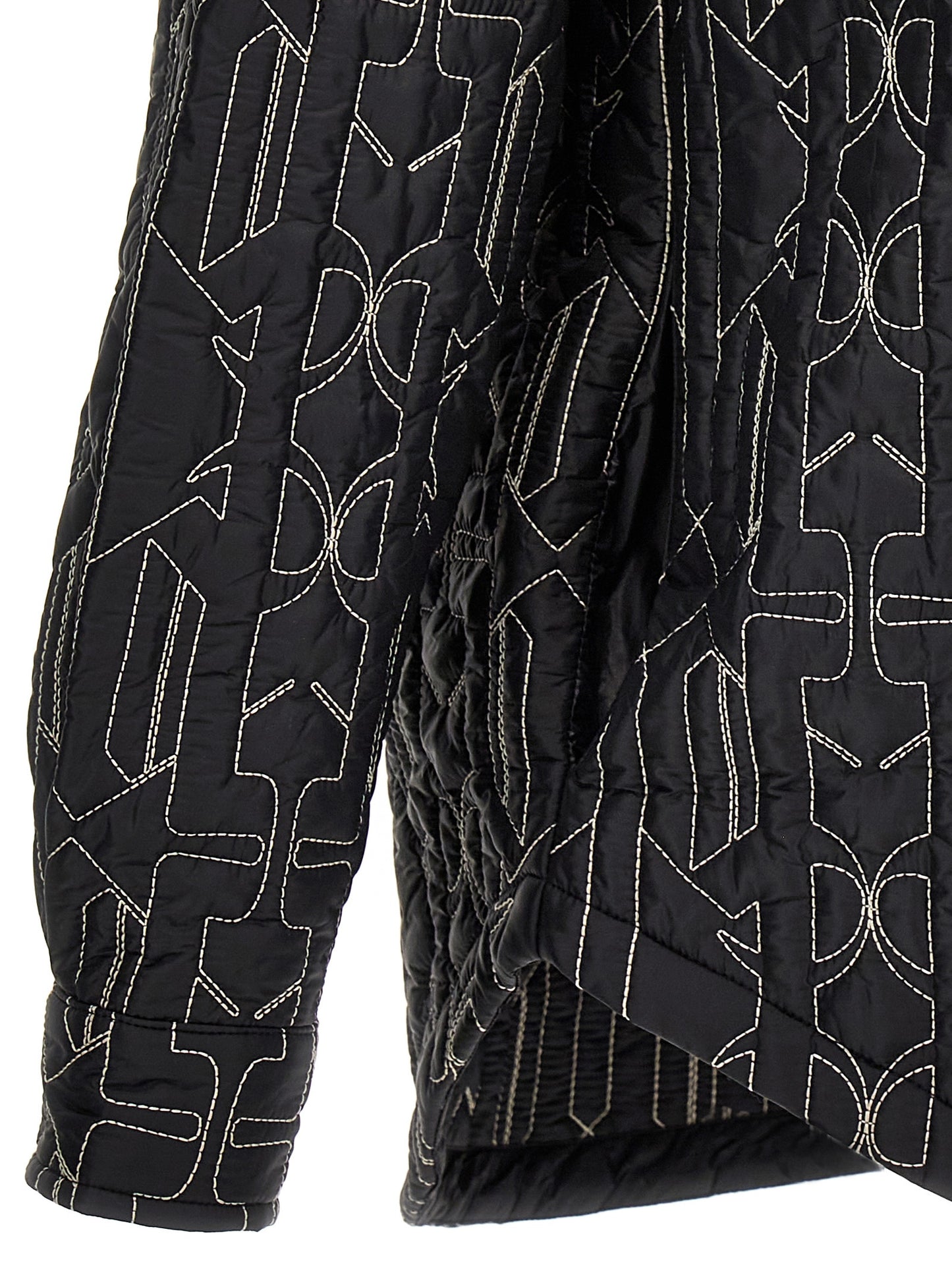 Windbreaker Jacket by Palm Angels for men in nylon gray, patterned & monogram features an enduring silhouette, showcasing technical pockets, insulated & windproof and a sophisticated for a truly enduring aesthetic.