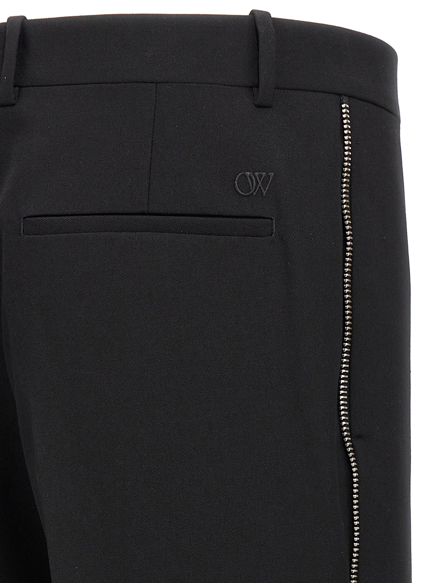 Trousers by Off-White for men in virgin wool black & white features an on trend silhouette, showcasing a sophisticated with a long and for an on trend finish.