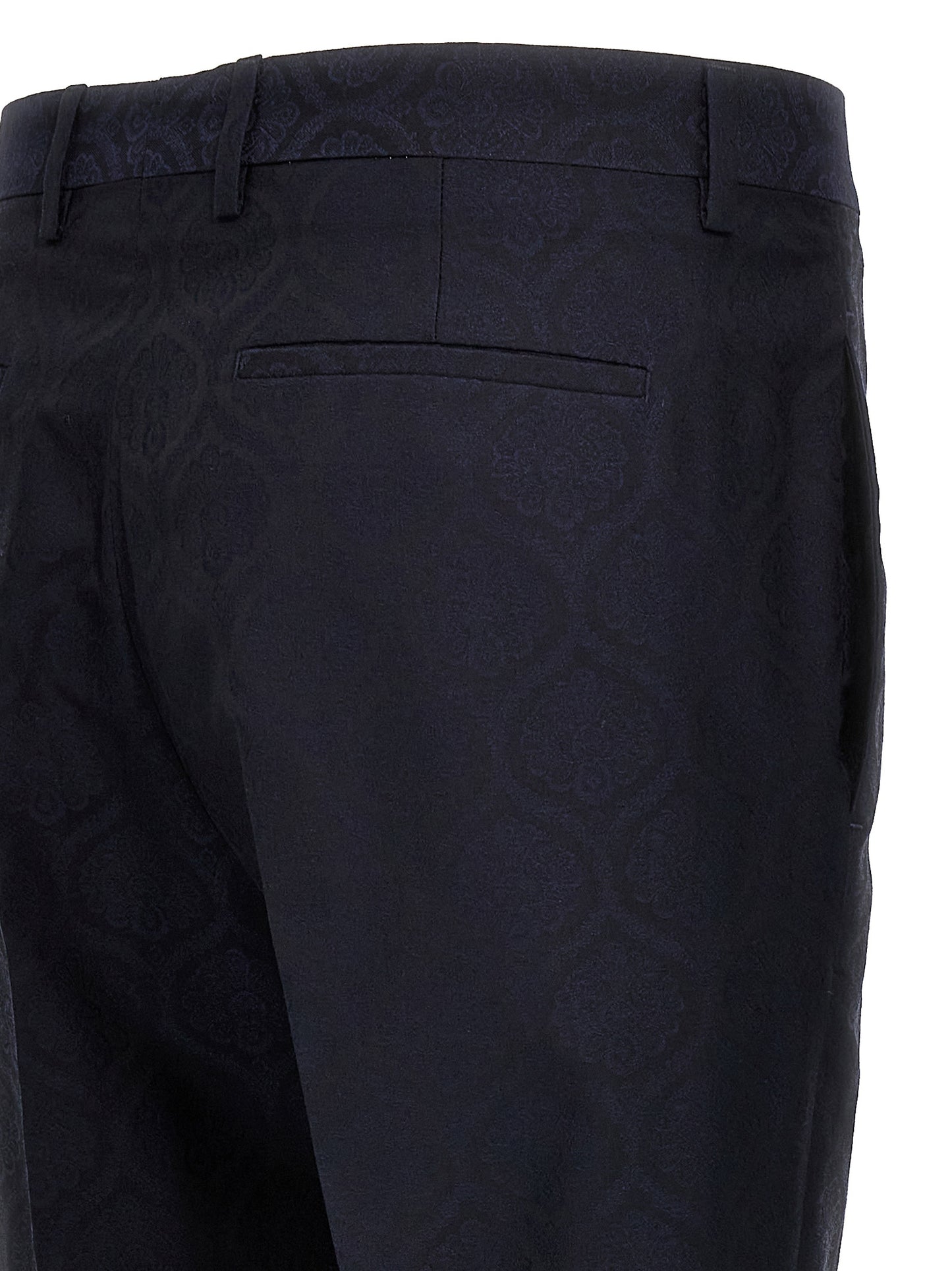 Trousers by Etro for men in wool cotton blue & jacquard presents a smart silhouette, meticulously detailed with a smart , a smart long, and a smart .