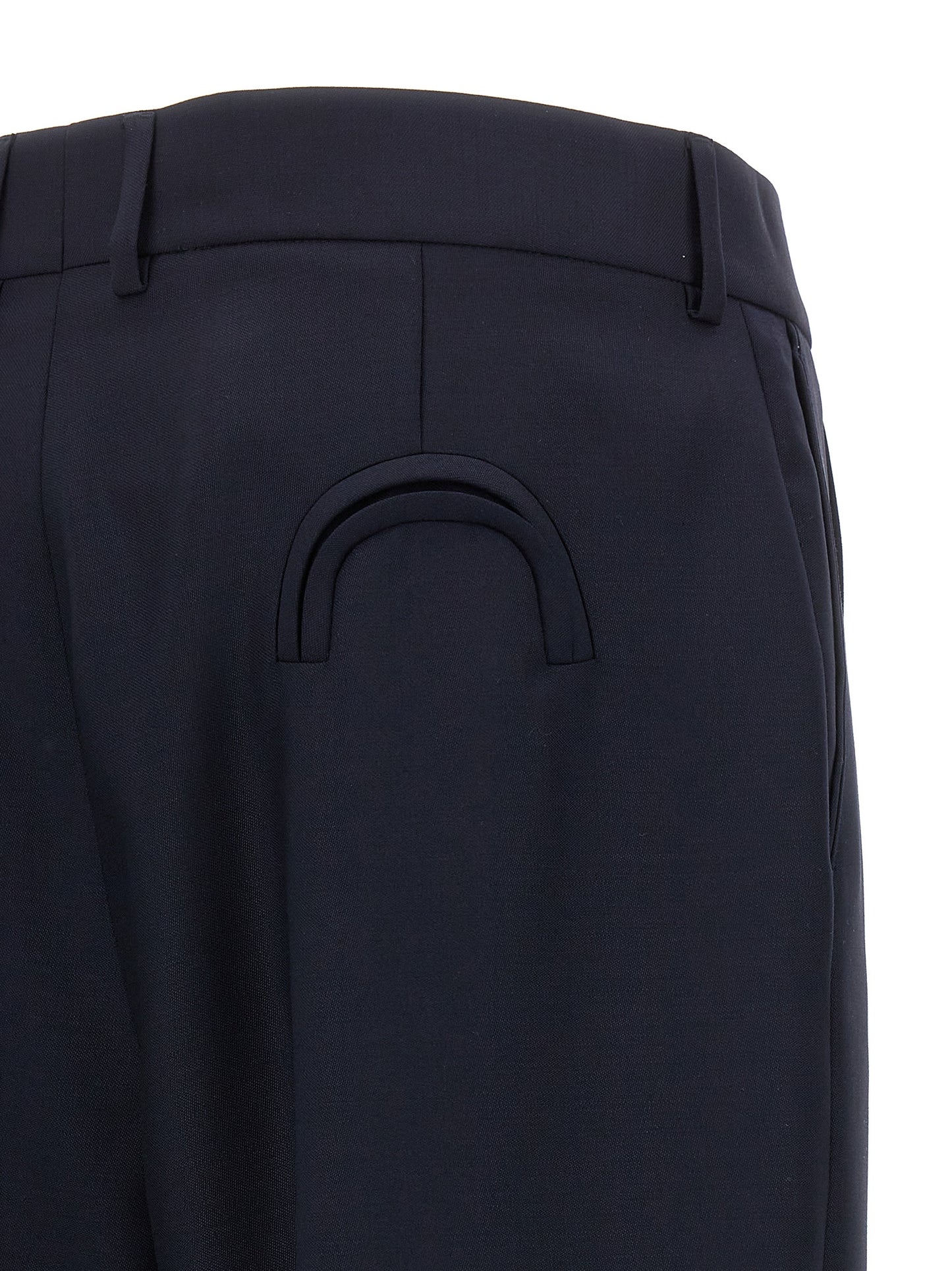 Trousers by Blazé Milano for women in mohair virgin wool navy features an sartorial silhouette, showcasing a precise straight-leg and long with a sartorial for a refined look.