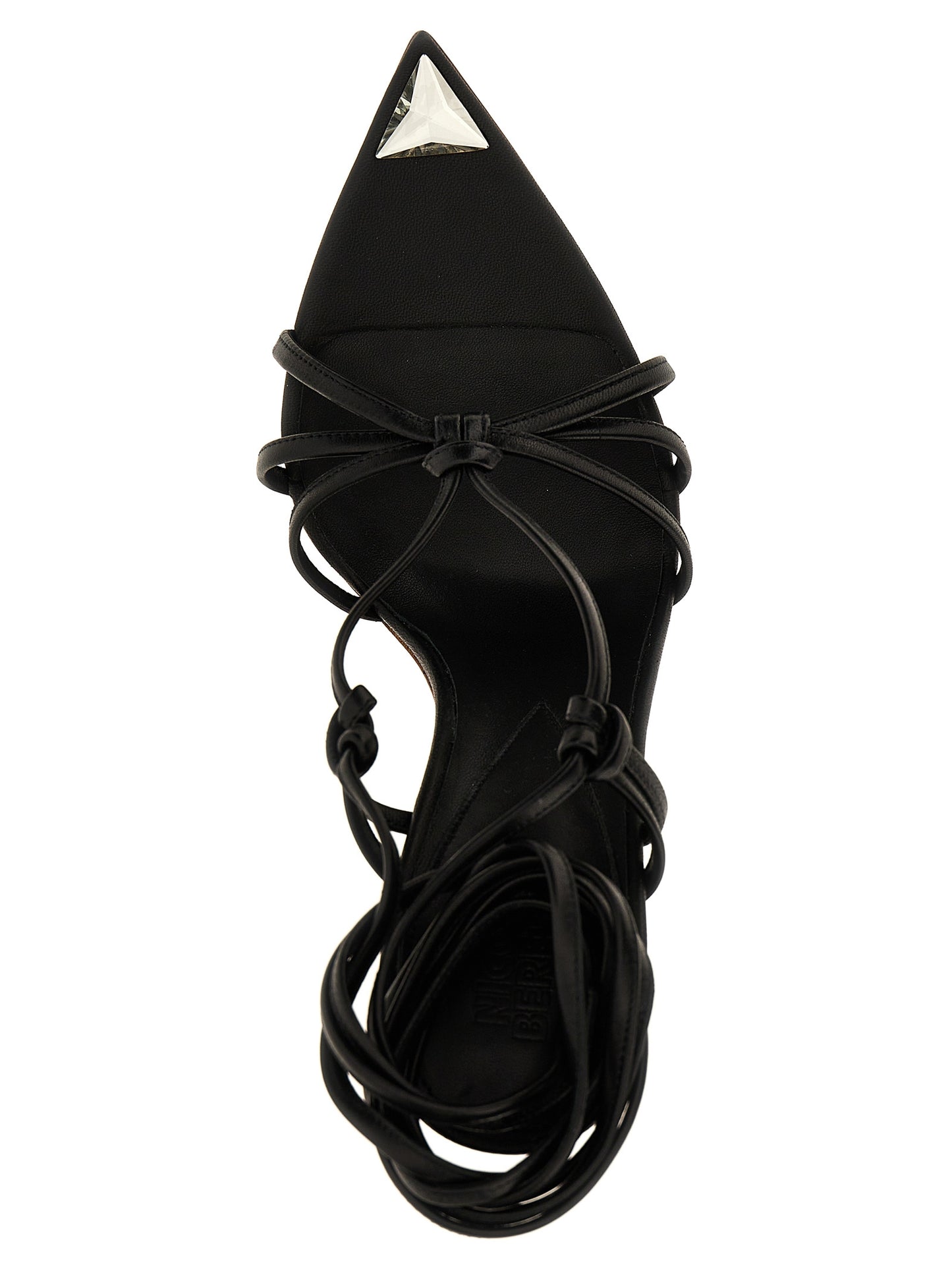 Stiletto Sandals by NICOLO' BERETTA for women in lamb leather black features an exquisite silhouette, showcasing the exquisite Women's Lamb Leather Stiletto Sandals with a stiletto and .