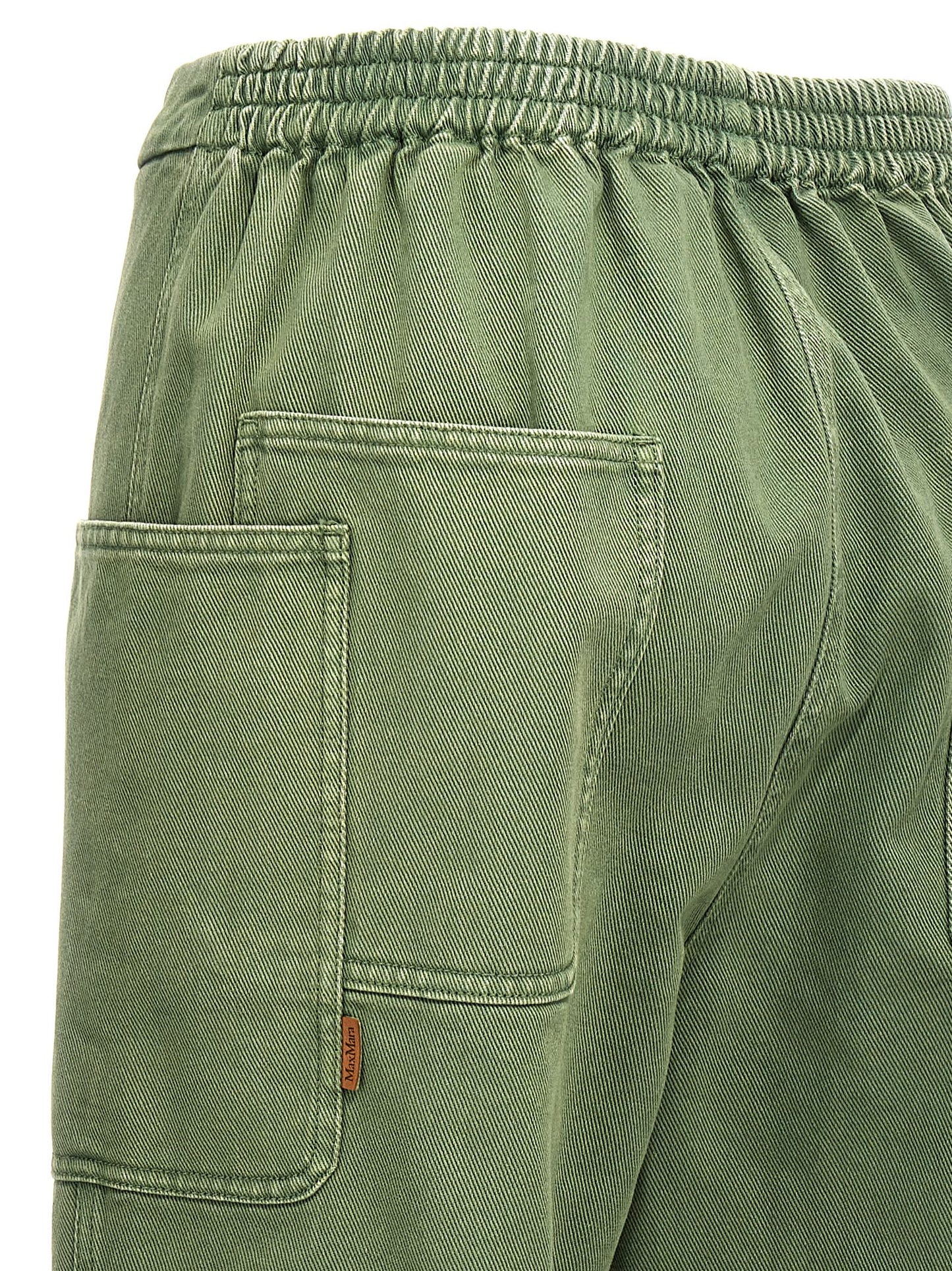Trousers by Max Mara for women in cotton bicolour & green features a artisanal silhouette, showcasing a sophisticated with a long and for a artisanal finish.