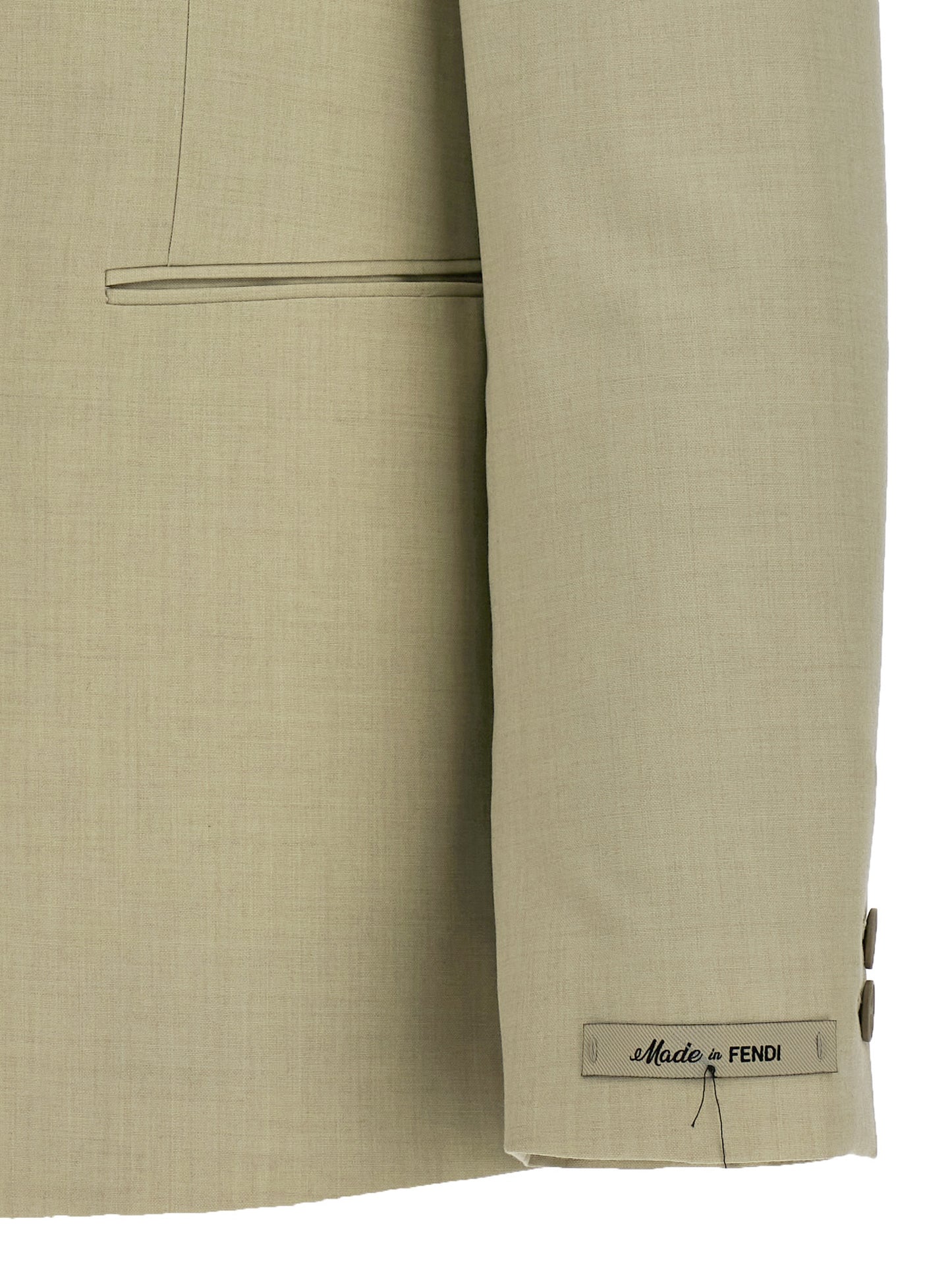 Blazer by Fendi for men in virgin wool beige presents a distinguished silhouette, detailed with a distinguished and distinctive for a truly sophisticated finish.