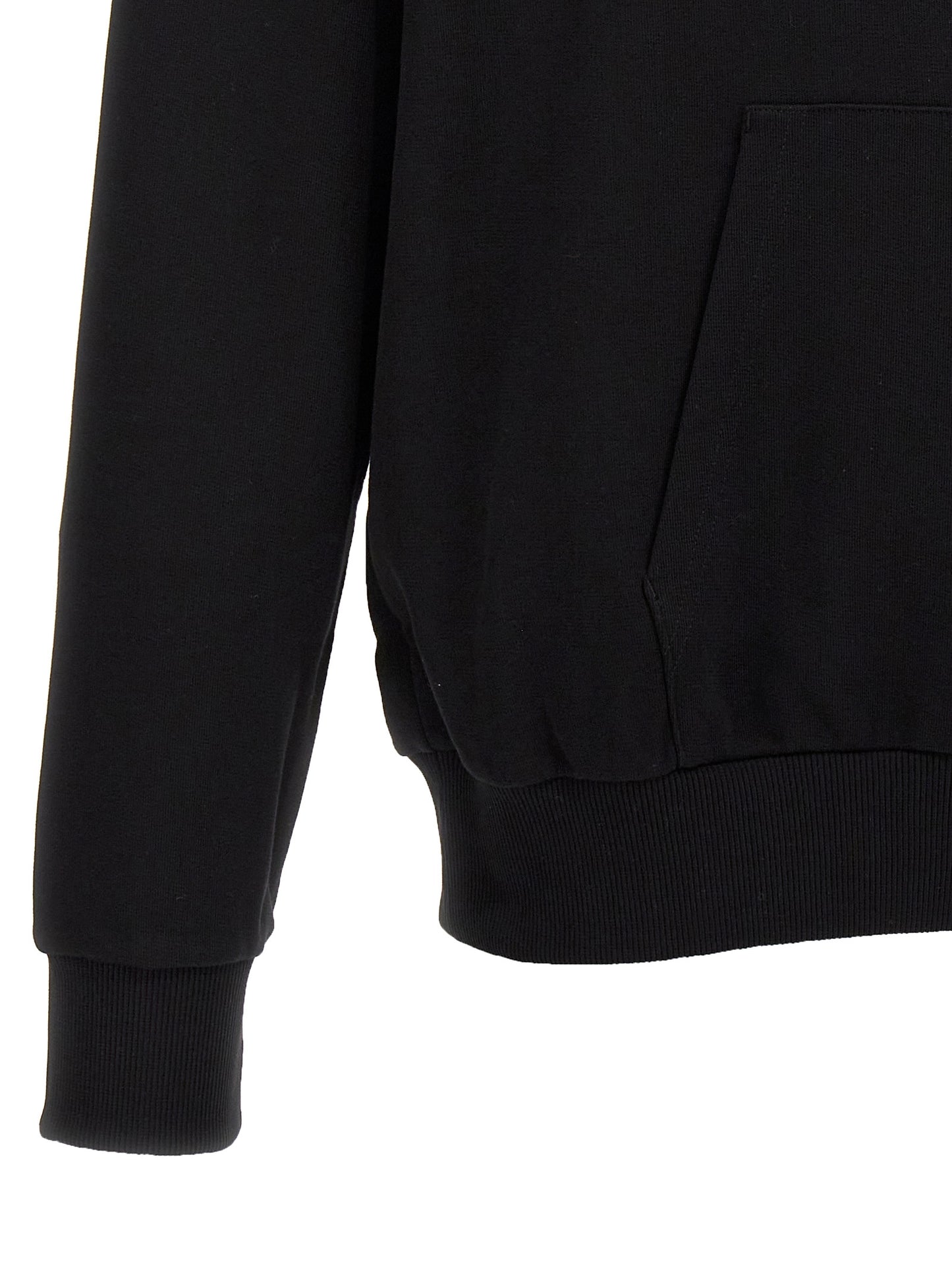 Sweatshirt Hoodie by Balmain for men in organic cotton bicolour, black, white & print features an dramatic silhouette, showcasing a sophisticated and dramatic for a refined, modern aesthetic.