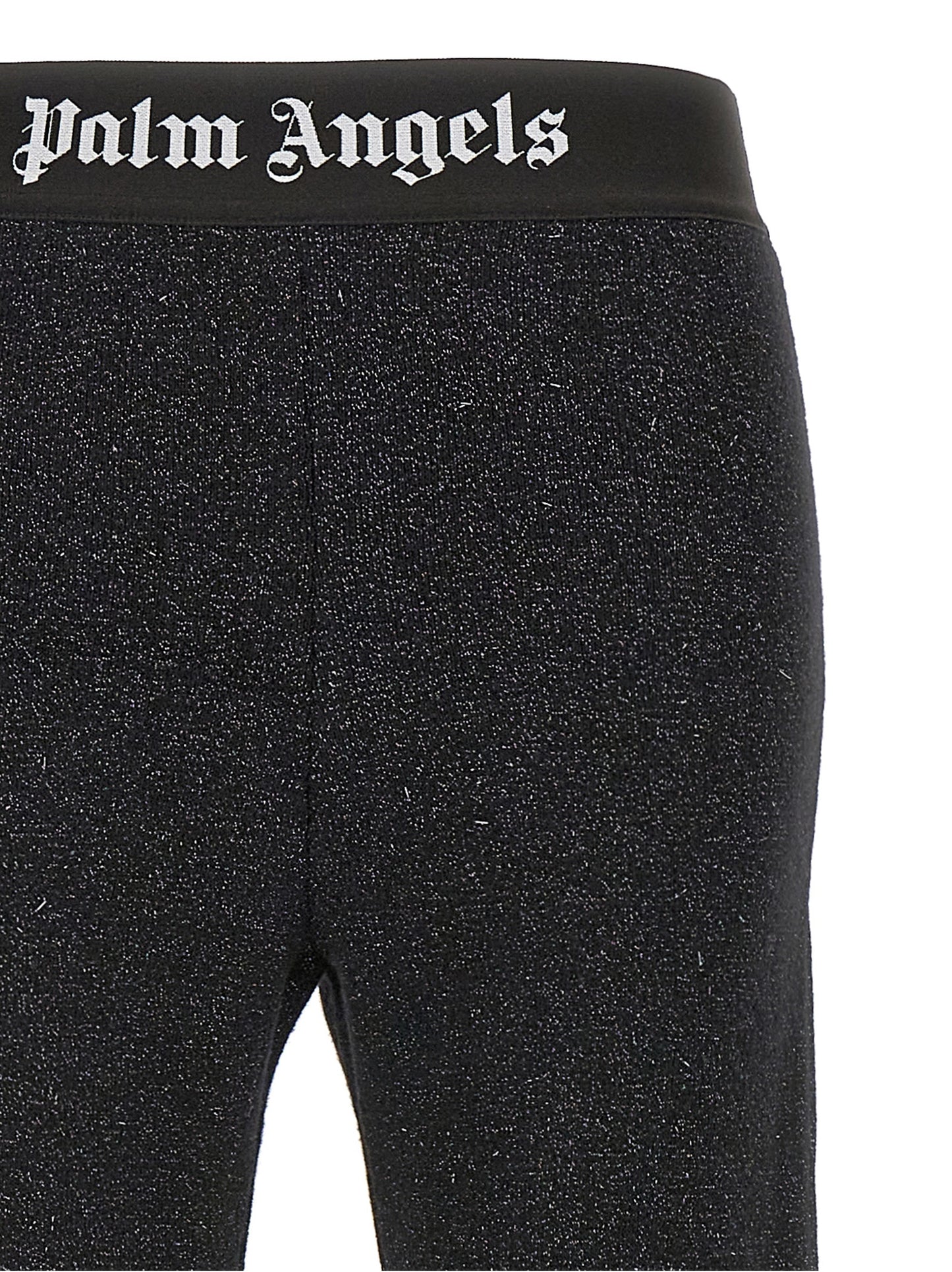 Trousers by Palm Angels for women in cashmere wool lurex & viscose black & jacquard features a tailored silhouette with a tailored flared, defined by its long and a sophisticated .