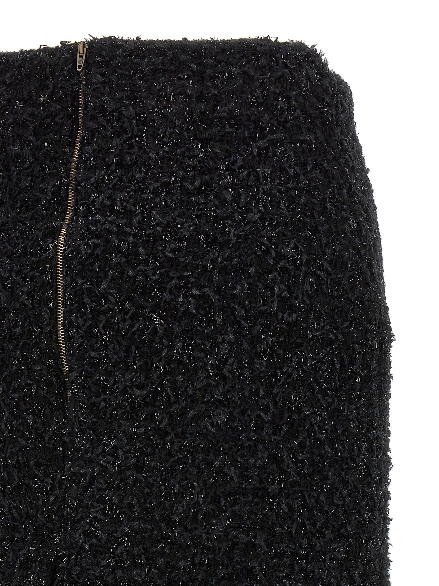 Skirt by Balenciaga for women in polyamide cotton tweed black showcases a dramatic silhouette, artfully capturing the essence of the Women's Polyamide Cotton Tweed Midi Skirt in a dramatic midi cut for a refined look.