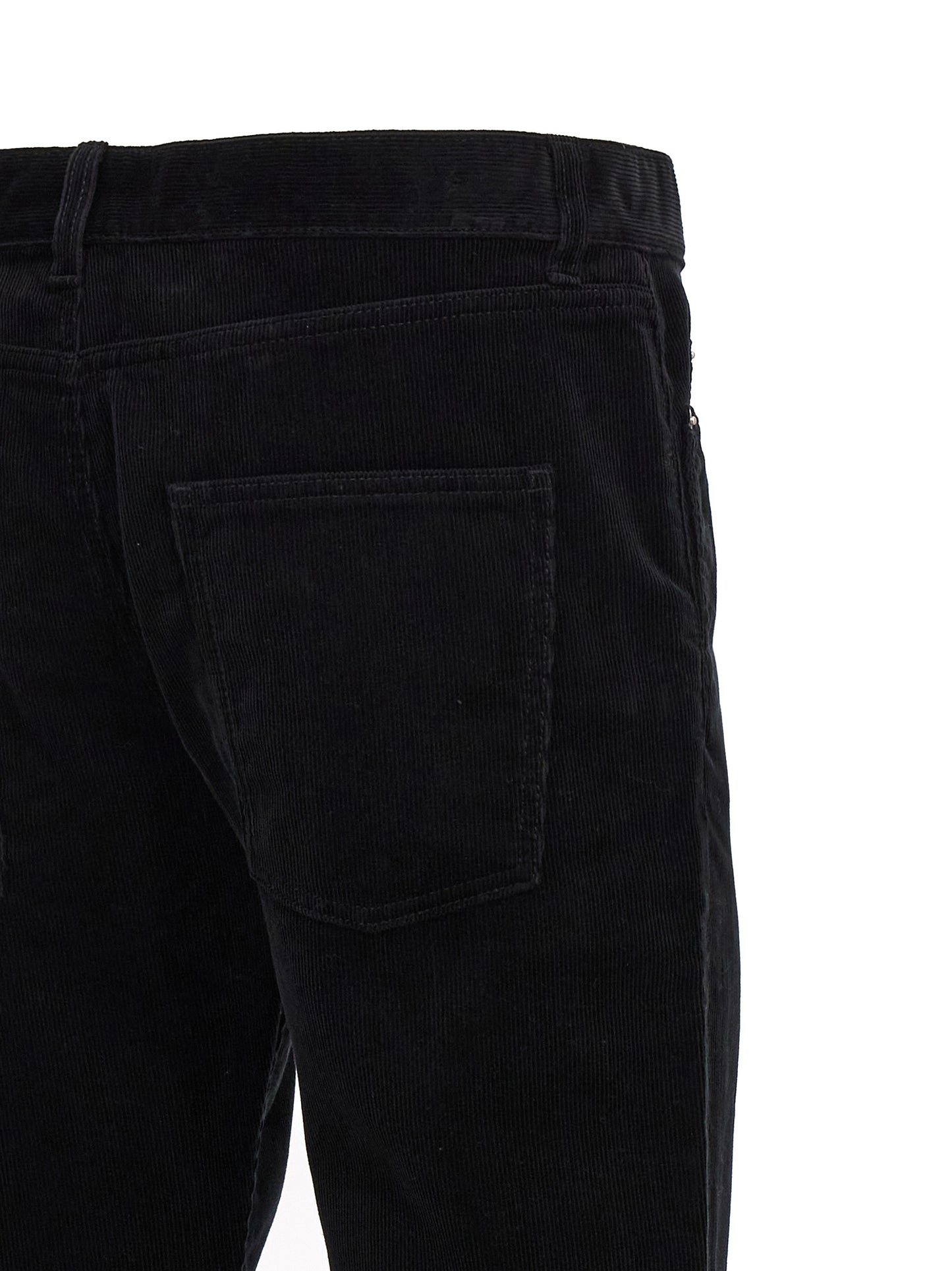 Trousers by Saint Laurent for men in cotton corduroy black features a tailored silhouette with a tailored , defined by its long and a sophisticated mid rise.