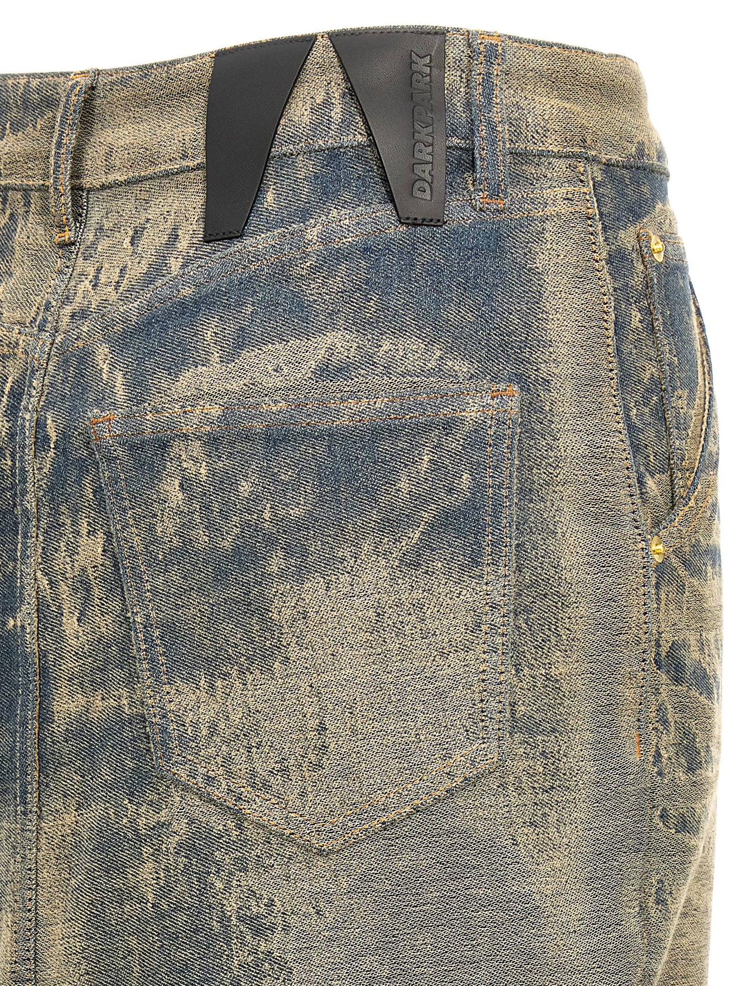 Skirt by Darkpark for women in stretch denim cotton polyester blue features a contoured silhouette from the Women's Denim Stretch Cotton Polyester Maxi Mini Skirt collection, characterized by its contoured maxi mini for a contoured finish.