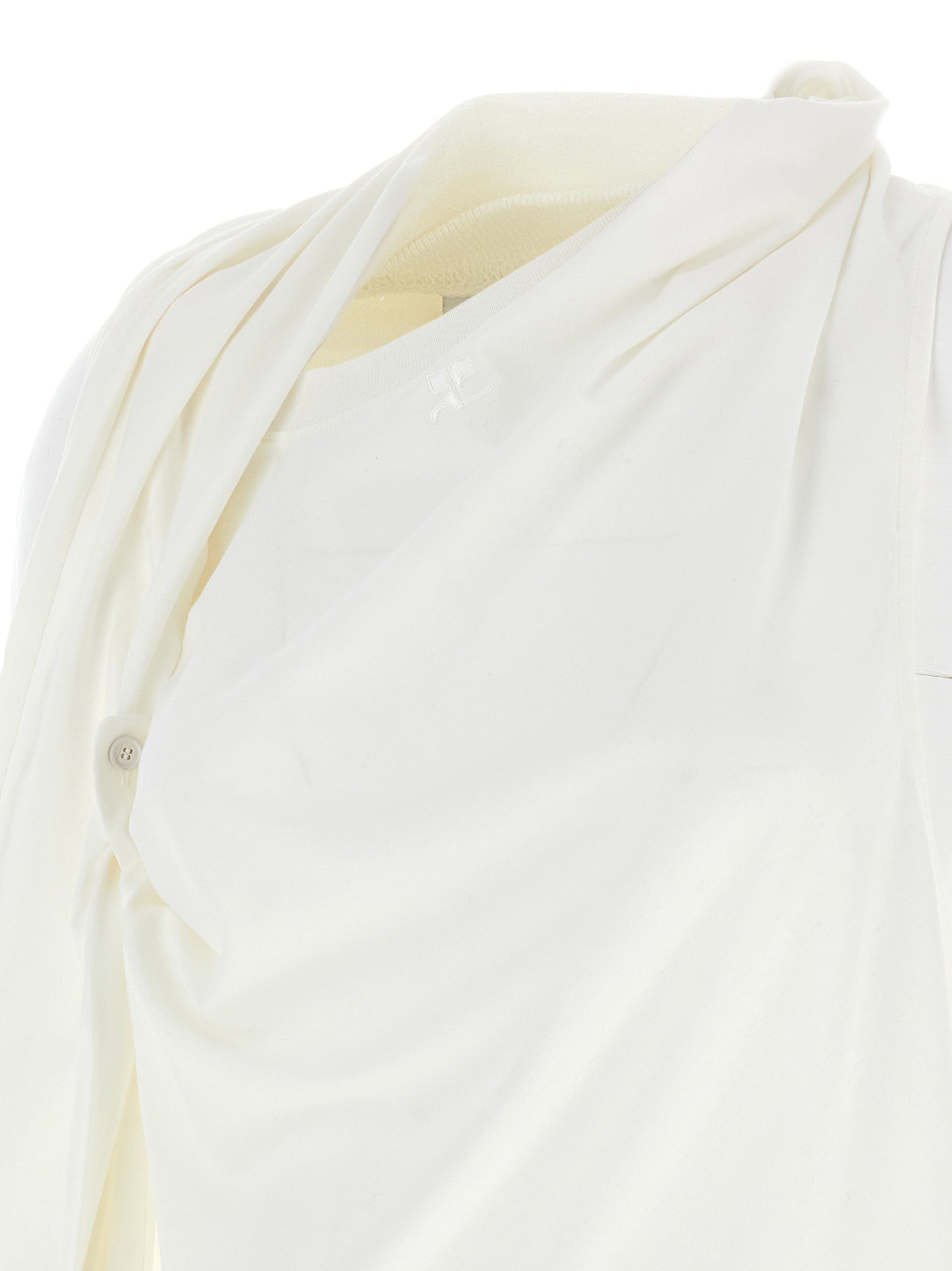 T-Shirt by Courrèges for women in cotton white features a plush silhouette, showcasing a sophisticated and for a truly plush finish.