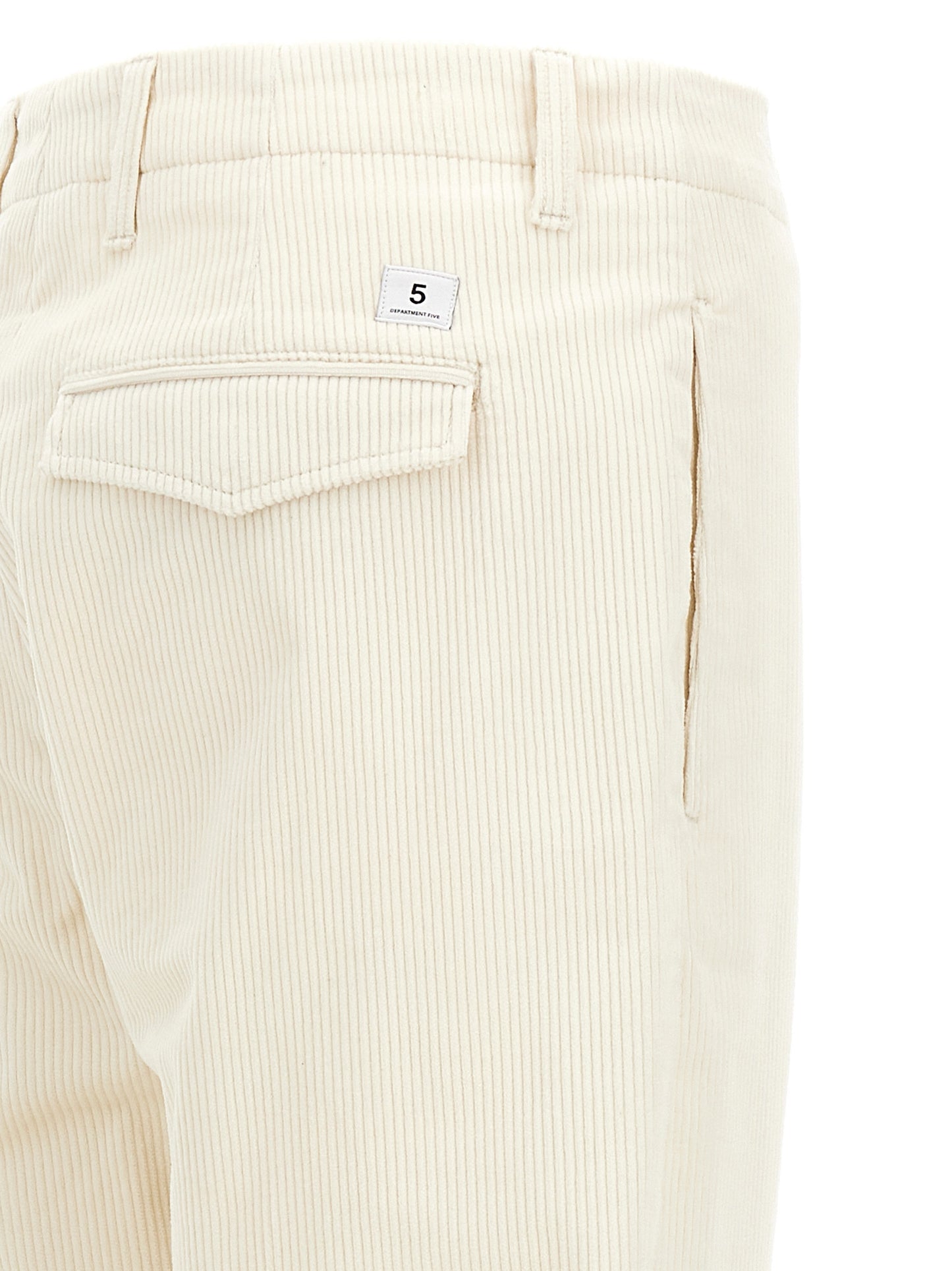 Casual Pants by Department 5 for men in stretch cotton corduroy white presents a tailored silhouette, showcasing a tailored and long cut with a refined for a truly tailored aesthetic.