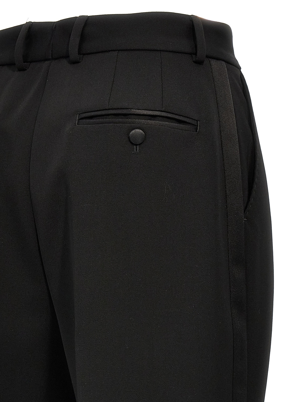 Dolce & Gabbana Women's High Rise Virgin Wool Polyester & Silk Trousers - Black