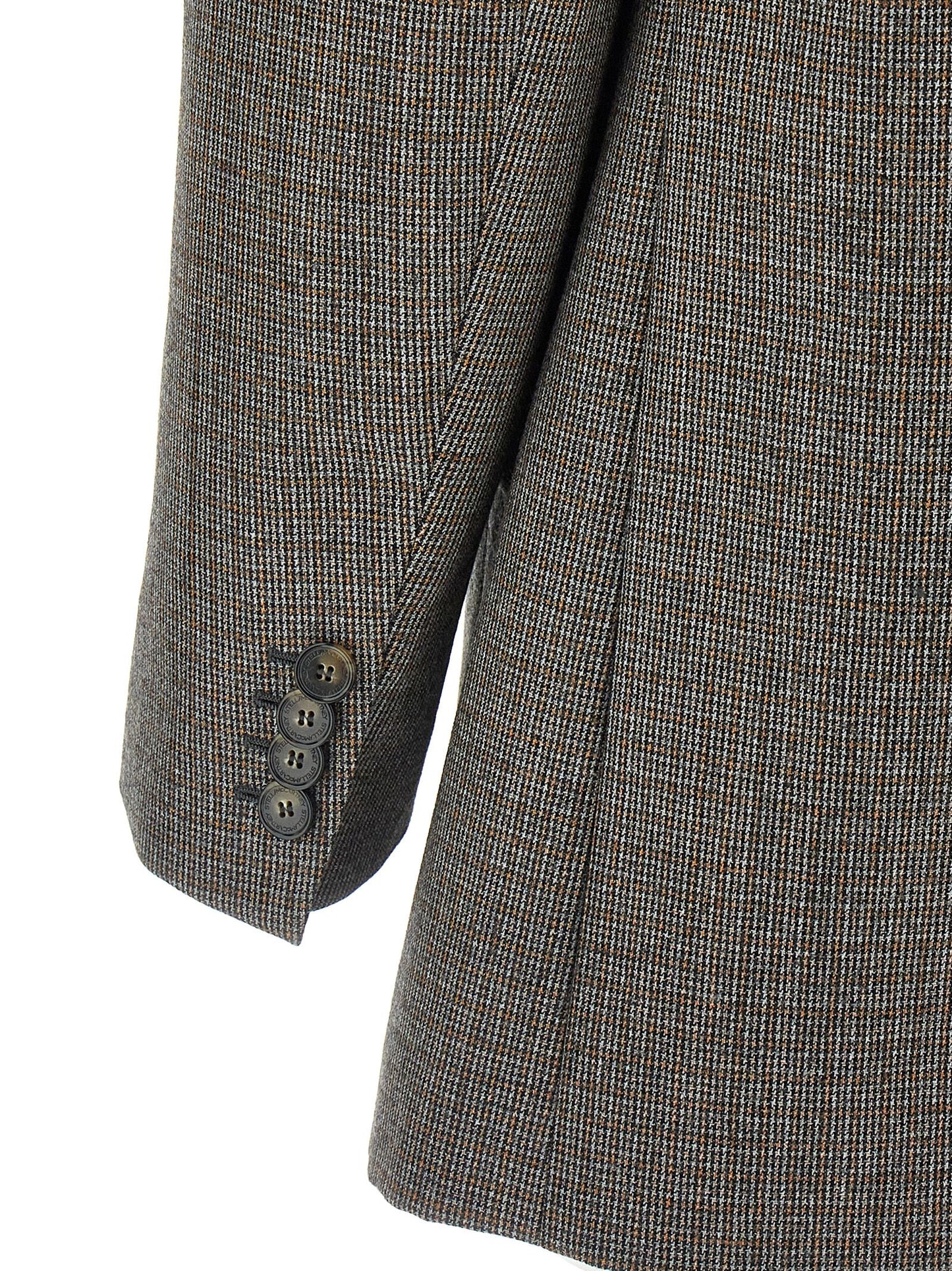 Blazer by Stella McCartney for women in wool gray & houndstooth features an crisp silhouette with sophisticated and a crisp for a truly crisp finish.