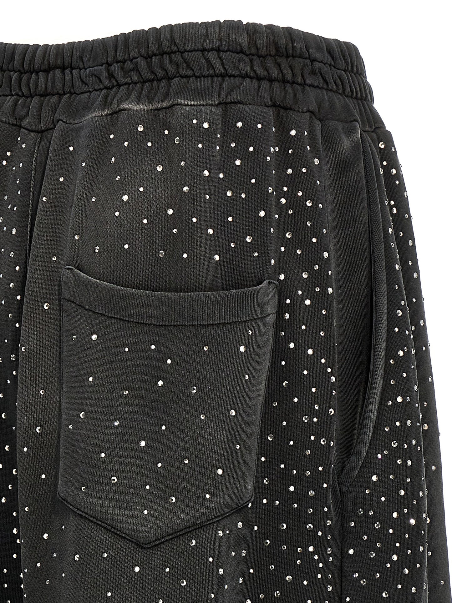 Joggers by Giuseppe Di Morabito for women in cotton & rhinestone black presents a refined pantology silhouette, artfully defined by a refined pantology wide, long, and a sophisticated .