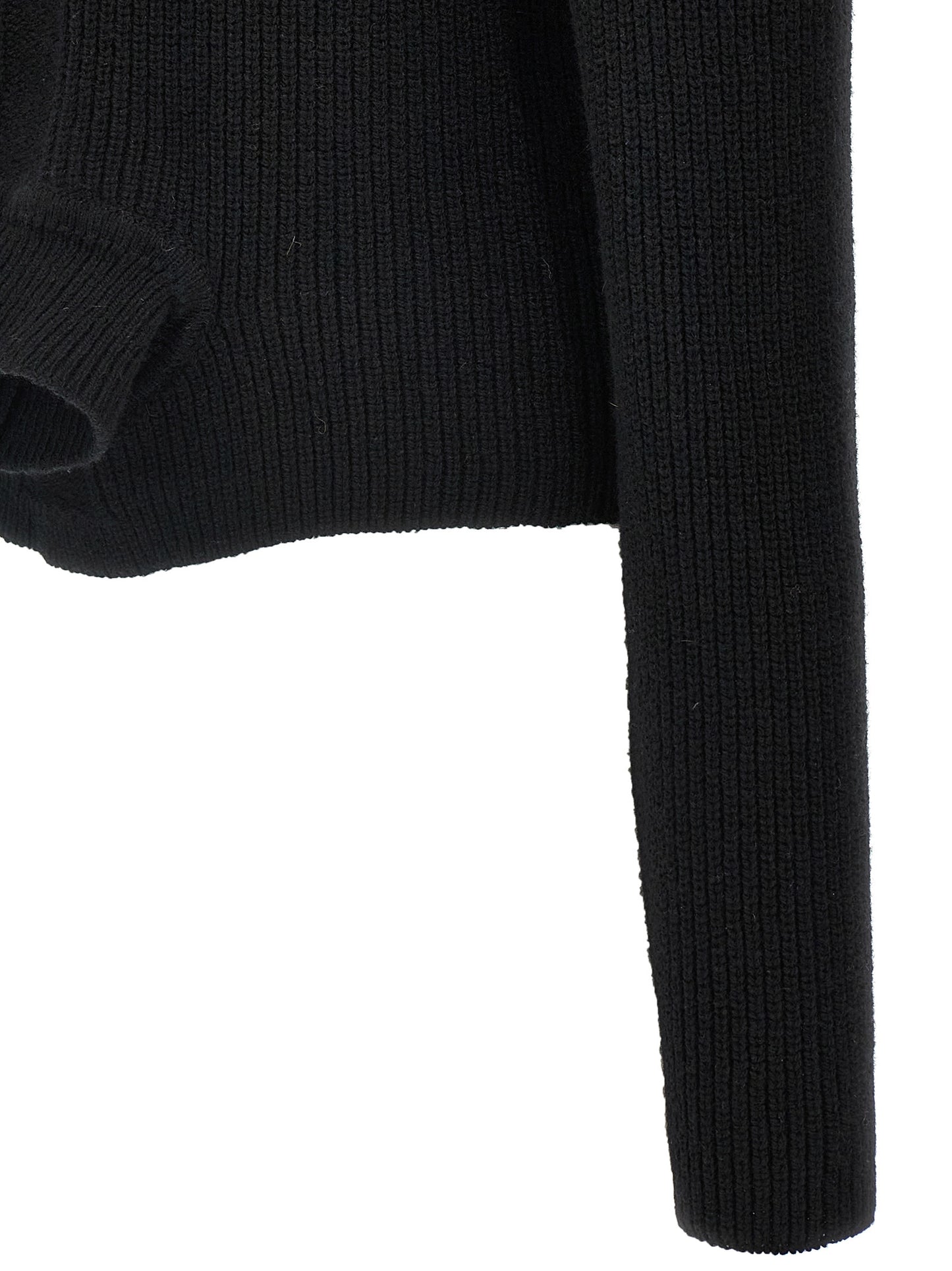 Cardigan by Rick Owens for women in cashmere black features a nuanced silhouette with a refined and nuanced detailing for a sophisticated look.