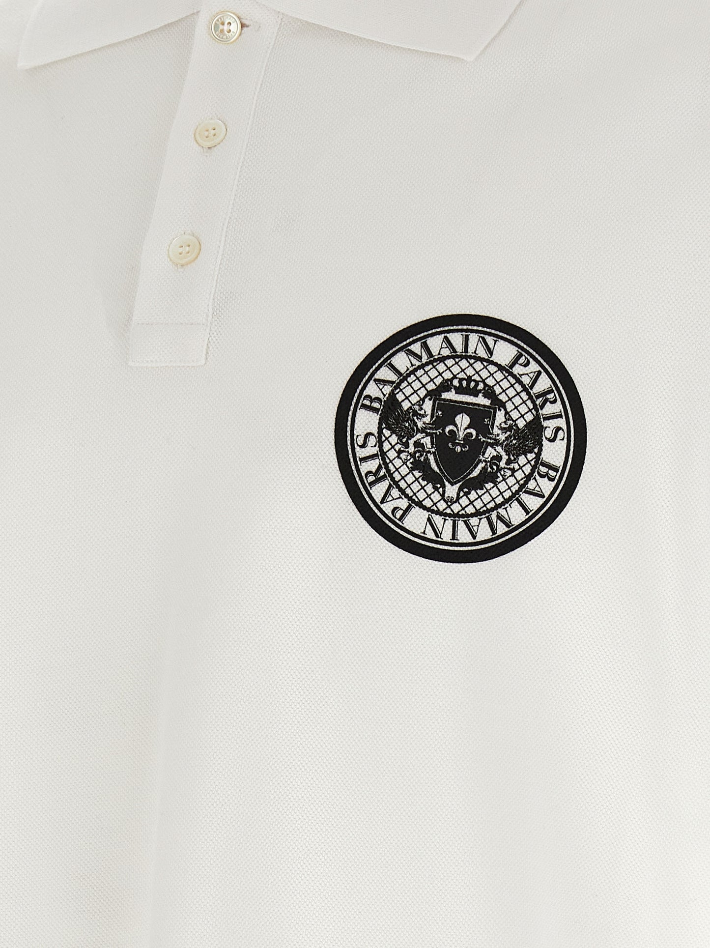 Polo Shirt by Balmain for men in cotton bicolour, black, white & print features a eye catching silhouette, showcasing a refined and for a eye catching finish.