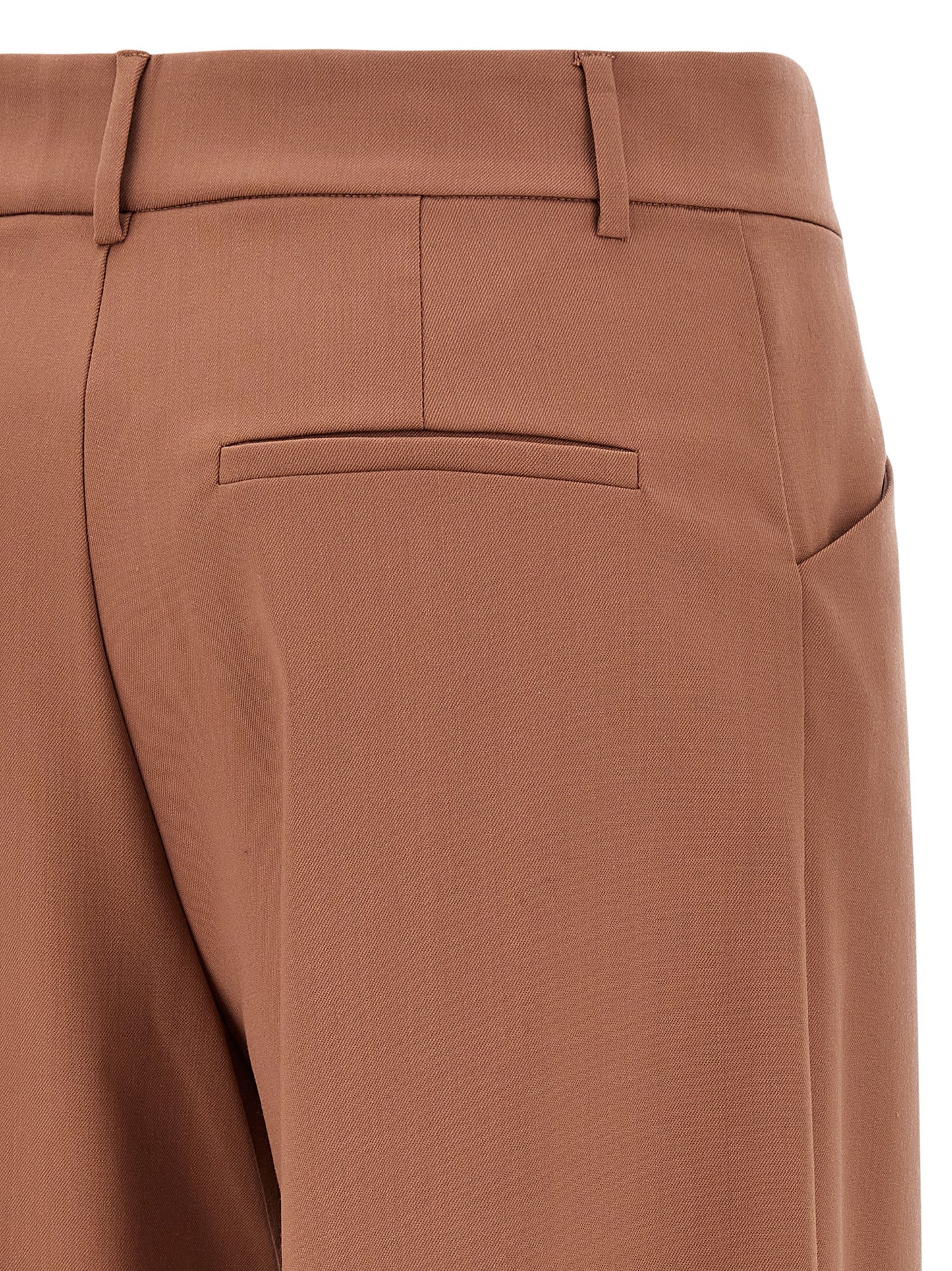 Trousers by The Andamane for women in polyester & virgin wool multicolor & pink presents a perennial silhouette, meticulously tailored with a wide cut, long finish, and an elegant high rise.