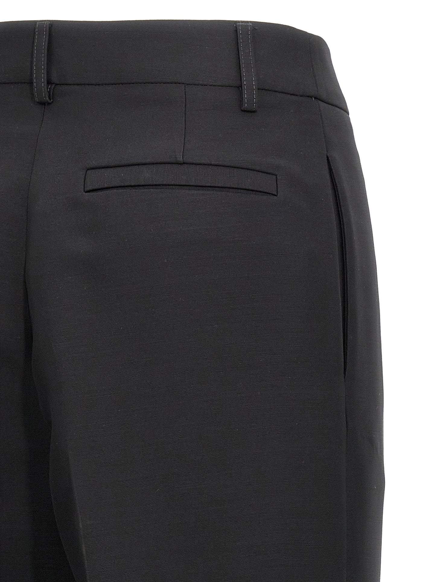 Trousers by Ferragamo for women in viscose & virgin wool black features an sartorial silhouette, showcasing a precise straight-leg and long with a sartorial for a refined look.