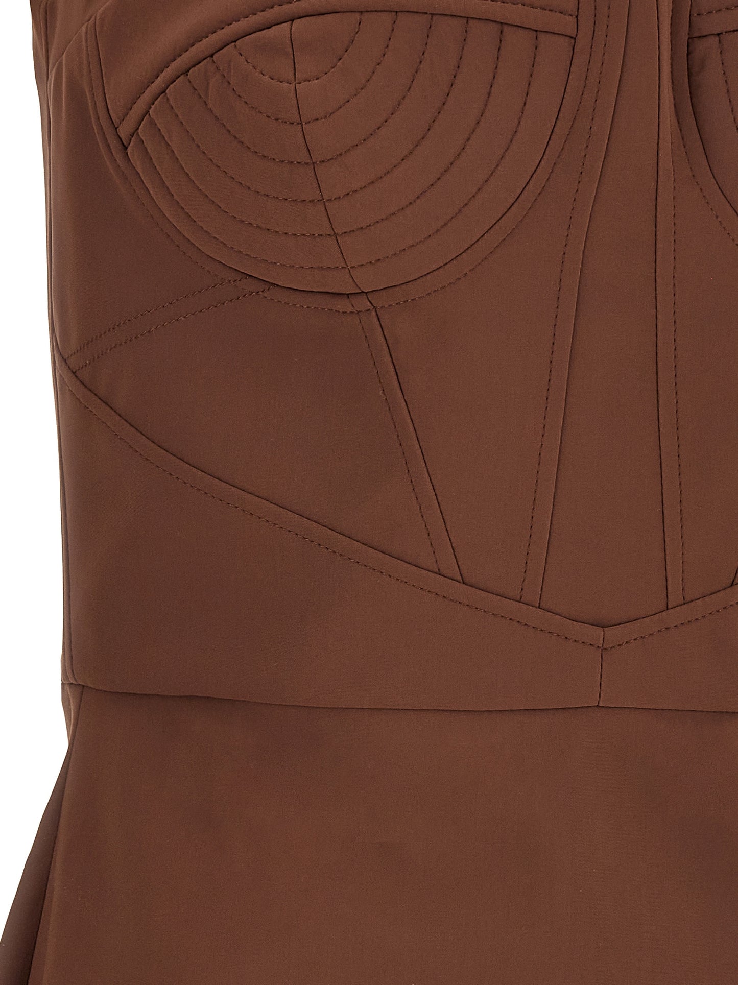 Dress by Nensi Dojaka for women in stretch polyamide brown presents a sinuous silhouette, showcasing a sophisticated and detailed with a sinuous short mini for a refined finish.