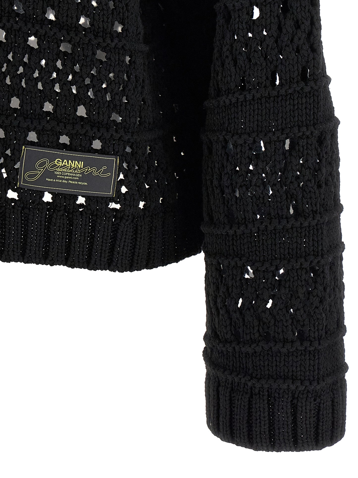 Cardigan by Ganni for women in cotton black features an crisp silhouette, showcasing a sophisticated and detail for a truly crisp finish.