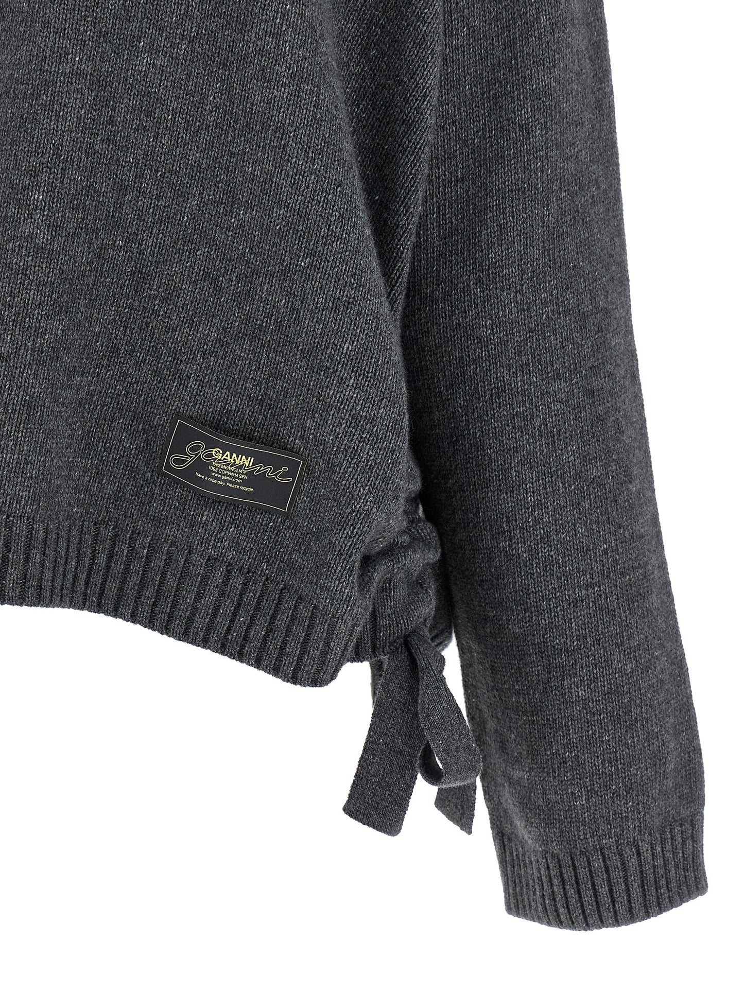 Cardigan by Ganni for women in wool & viscose gray features a nuanced silhouette with a refined and nuanced detailing for a sophisticated look.