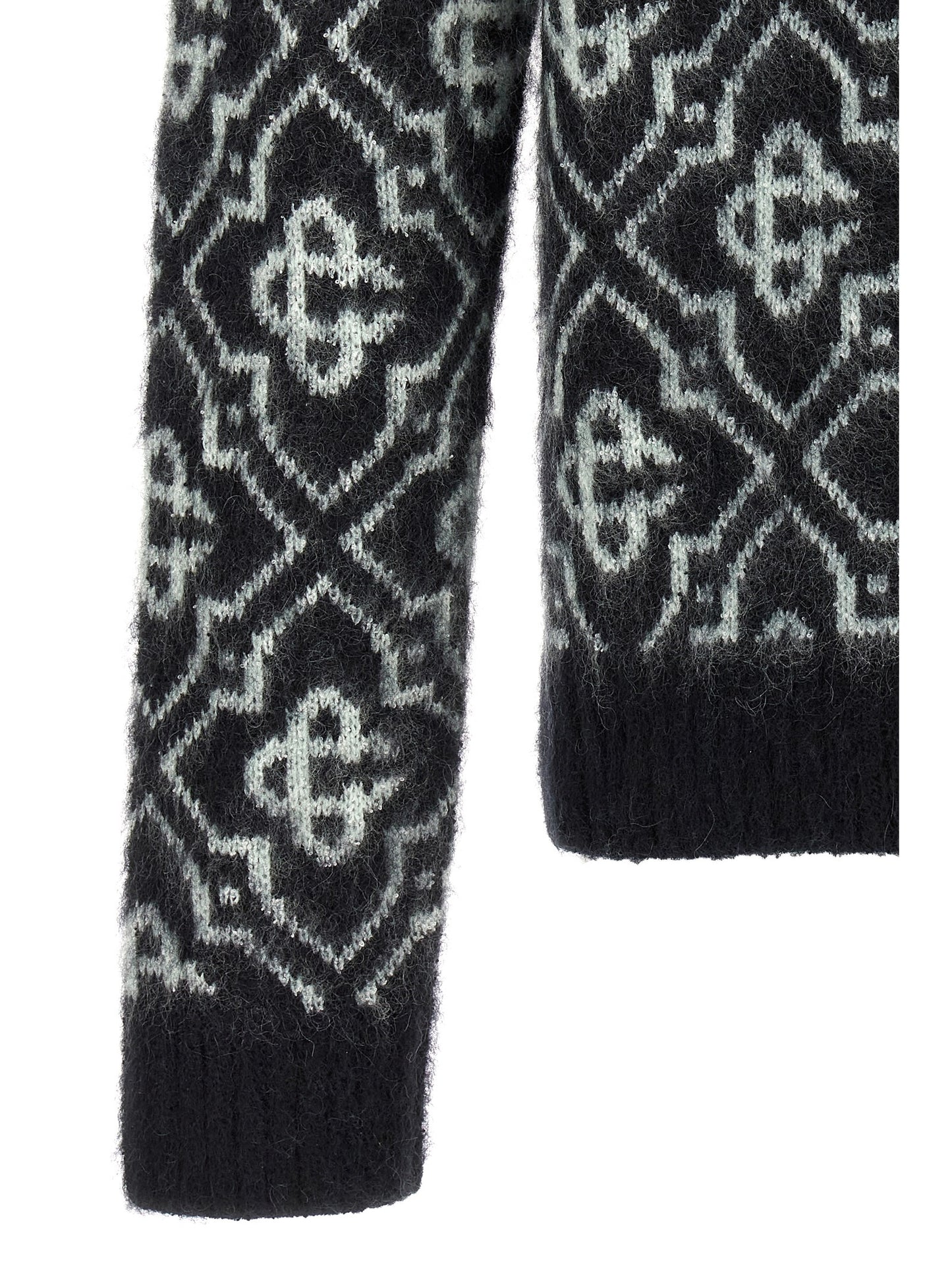 Cardigan by Casablanca for men in mohair nylon wool & cotton multicolor & monogram features an impeccable silhouette, showcasing a sophisticated and detail for a truly impeccable finish.