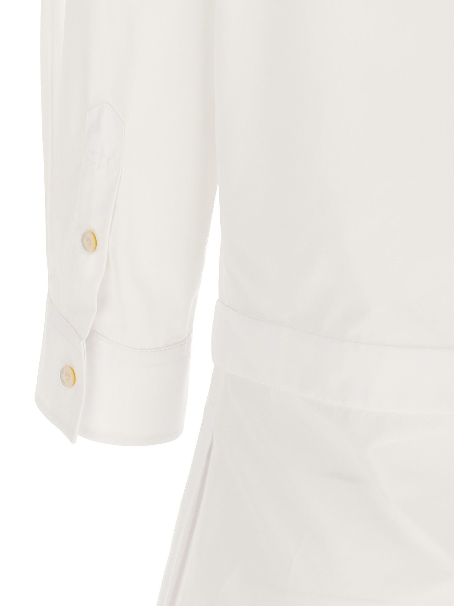 Dress by Gucci for women in cotton white features a dramatic silhouette, showcasing an elegant and that flows into a dramatic short mini.