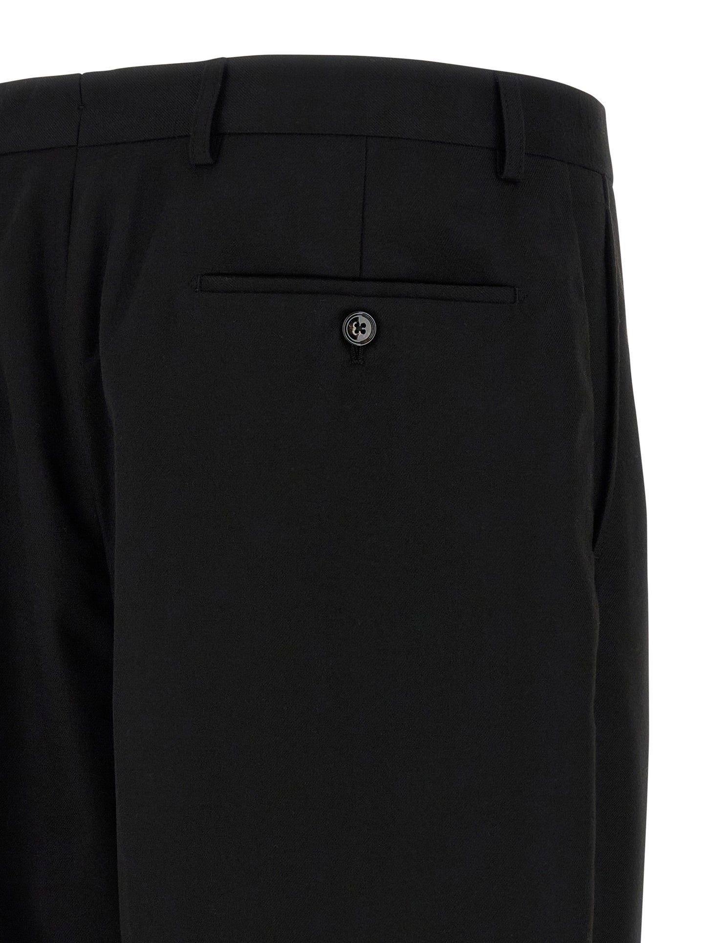 Trousers by CELLAR DOOR for men in polyester & viscose black features an sartorial silhouette, showcasing a precise straight-leg and long with a sartorial for a refined look.