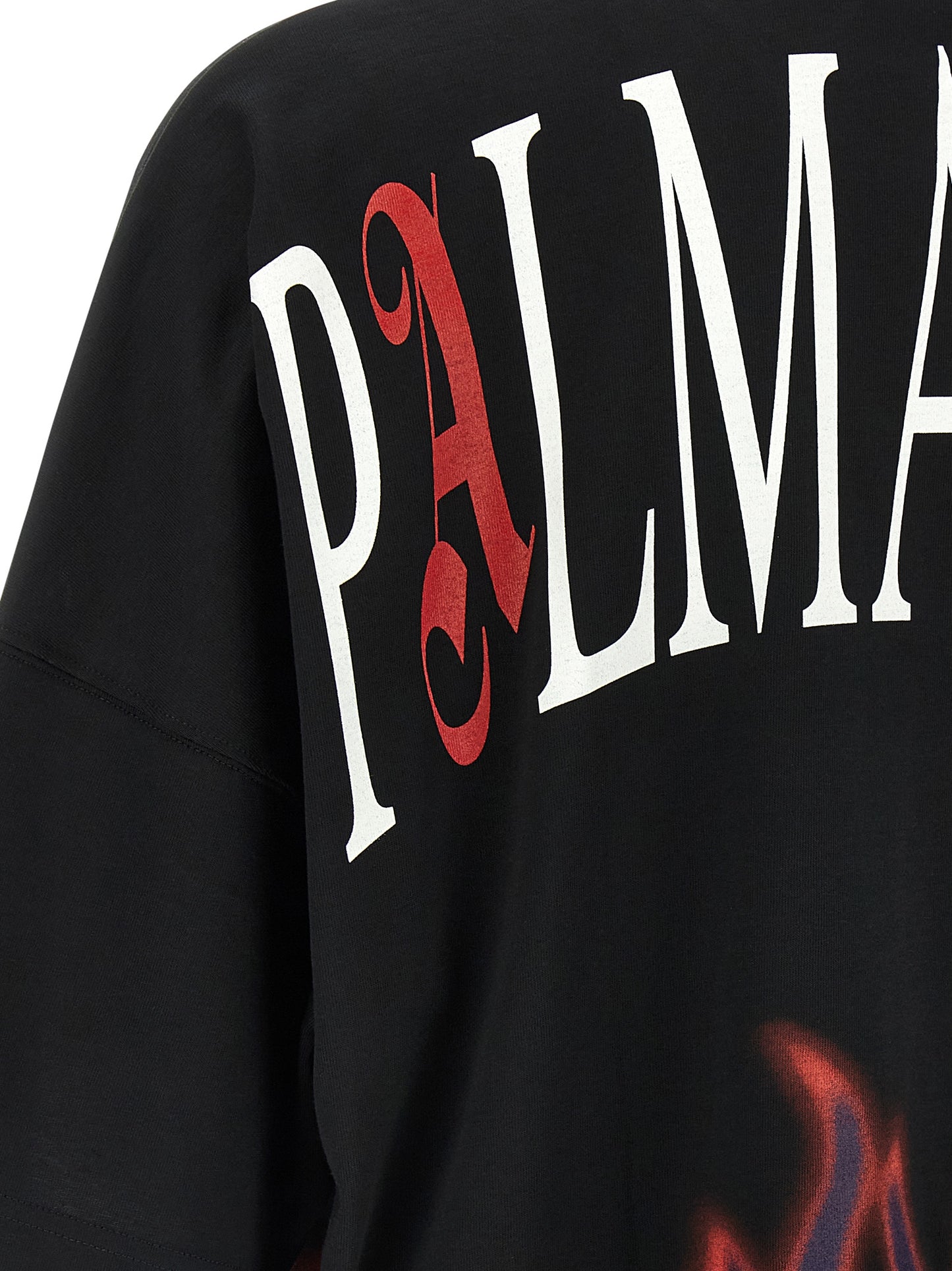 T-Shirt by Palm Angels for men in cotton black & print showcases a chic silhouette, artfully detailed with a chic and for a chic finish.