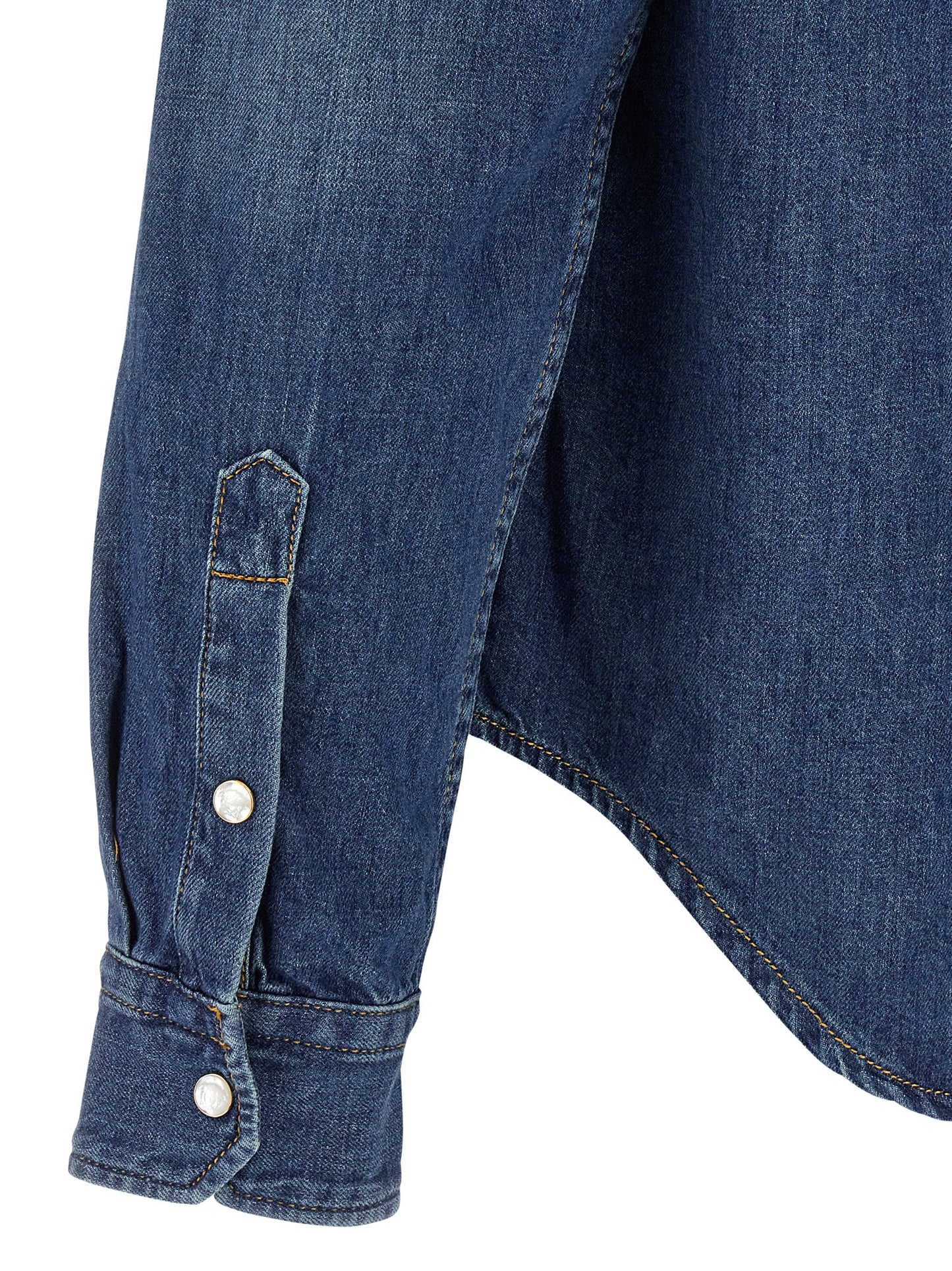 Shirt by Versace for men in denim cotton blue, featuring a nuanced and nuanced for a sophisticated finish.