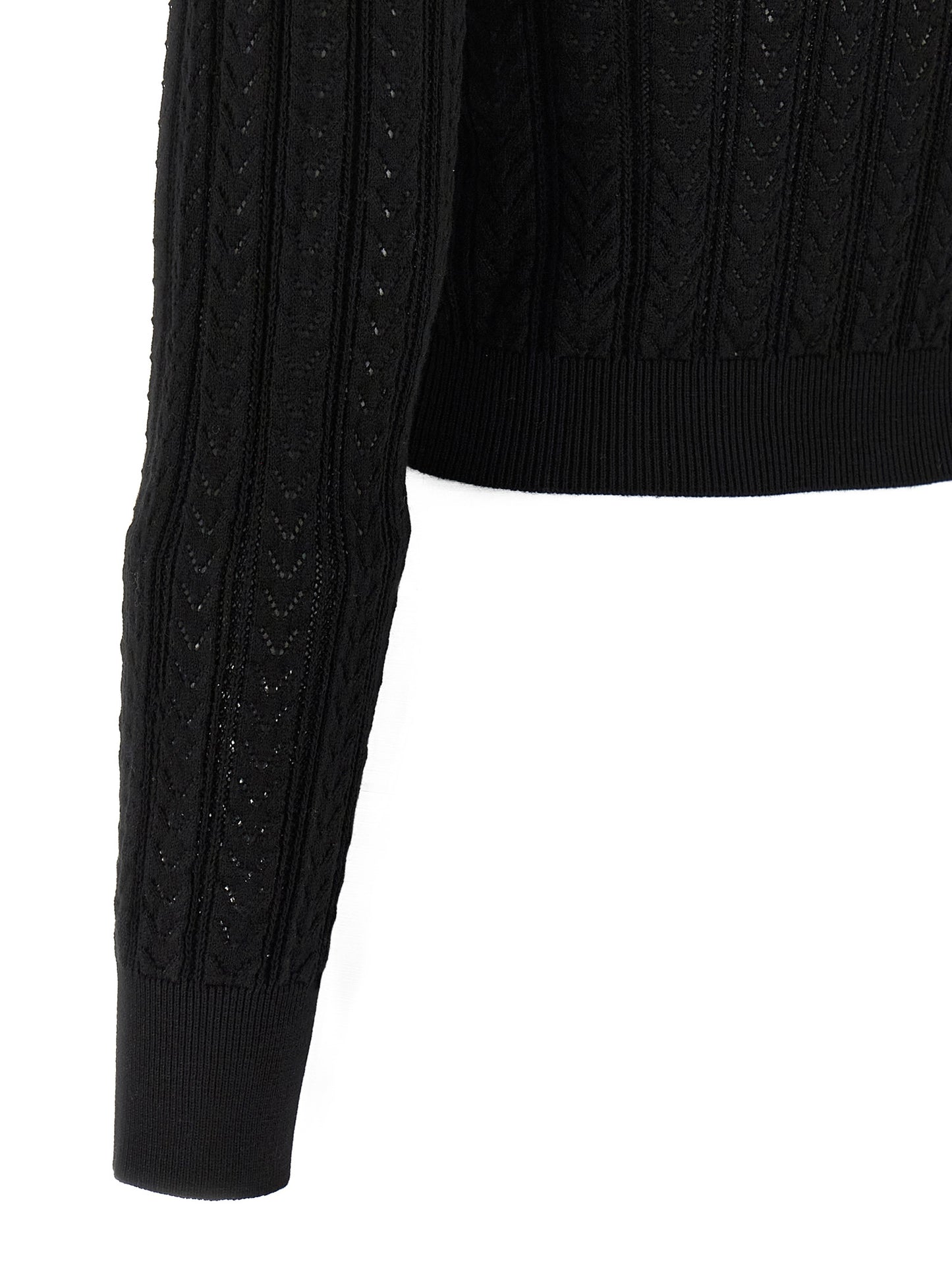 Cardigan by Alessandra Rich for women in cashmere cotton blend black features an impeccable silhouette, showcasing a sophisticated and detail for a truly impeccable finish.
