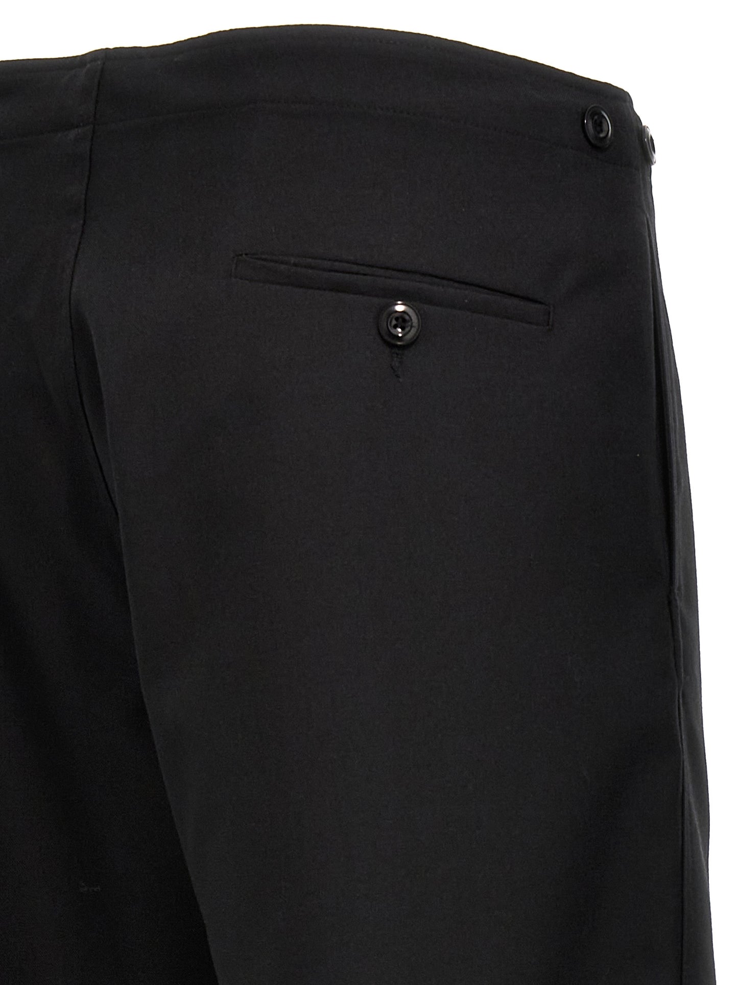Trousers by CELLAR DOOR for men in polyester viscose wool black features an sartorial silhouette, showcasing a precise straight-leg and long with a sartorial high rise for a refined look.