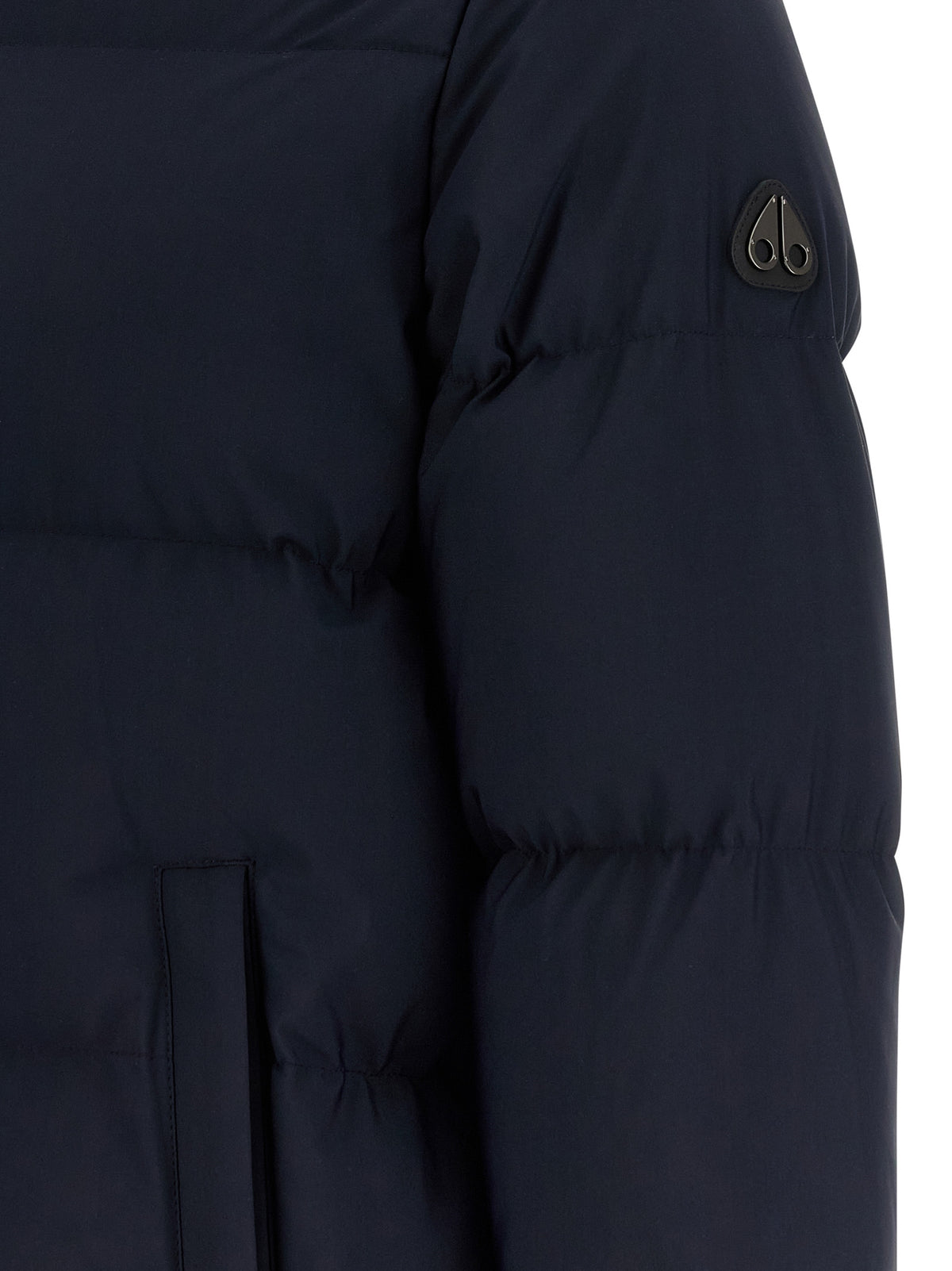 Moose Knuckles Men's Down Nylon Leather & Fur Hooded Puffer Jacket - Blue