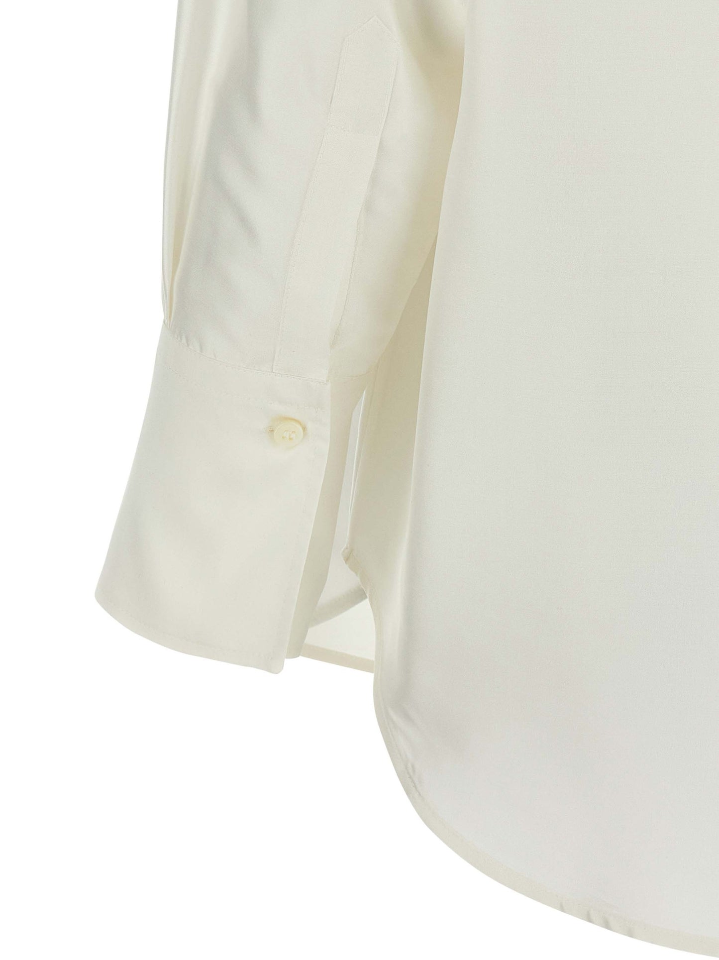 Blouse by Alberto Biani for women in silk white showcases a sharp silhouette, elegantly detailed with a sharp and sharp .