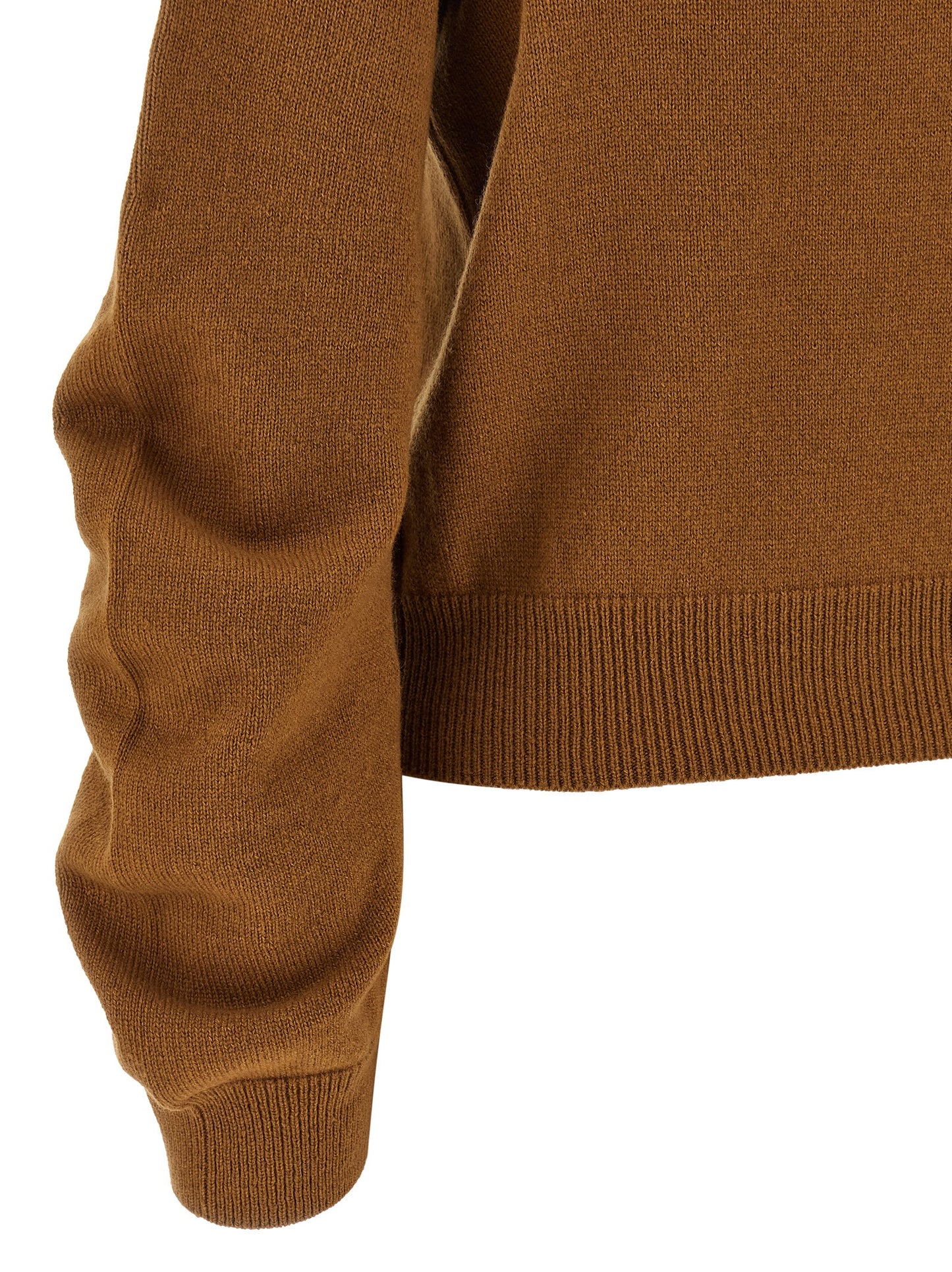 Cardigan by NUDE for women in virgin wool brown & nude showcases a captivating silhouette, artfully detailed with a captivating and for a truly sophisticated captivating look.