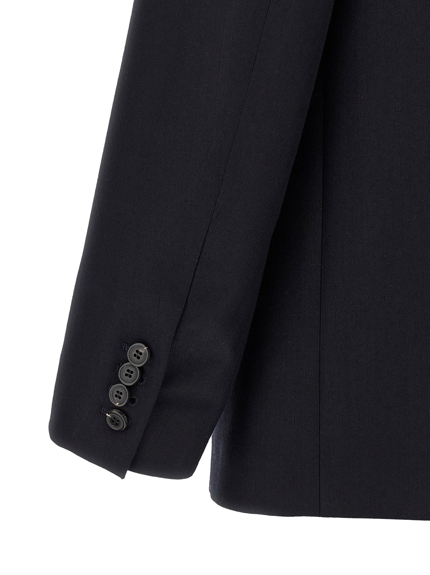 Blazer by Dries Van Noten for men in wool blue & herringbone features an sartorial silhouette, showcasing a sophisticated and sartorial for a truly sartorial finish.
