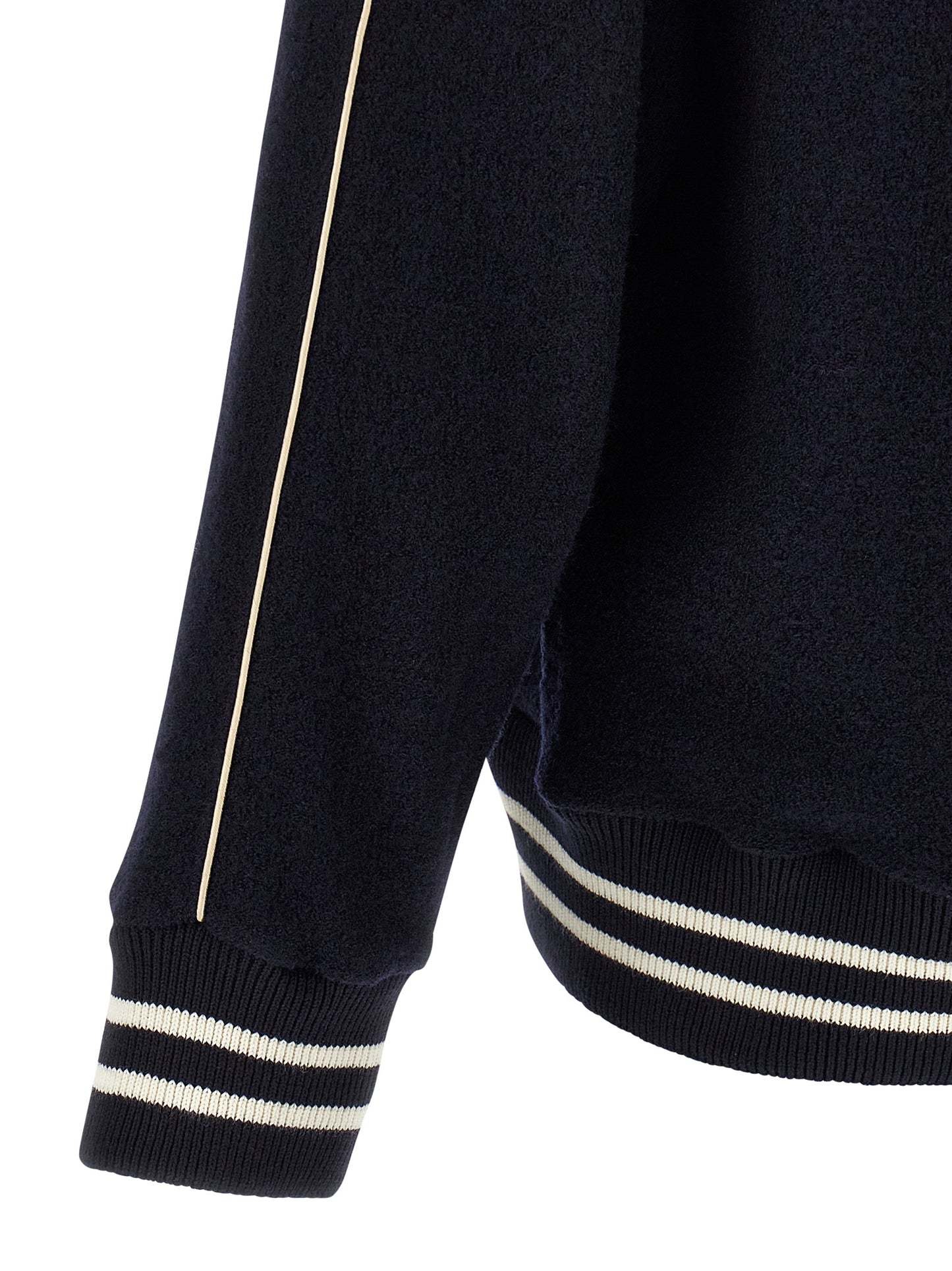 Bomber Jacket by WALES BONNER for men in virgin wool terrycloth blue features an contemporary silhouette, showcasing a sophisticated and contemporary lightweight & pockets for a truly refined look.