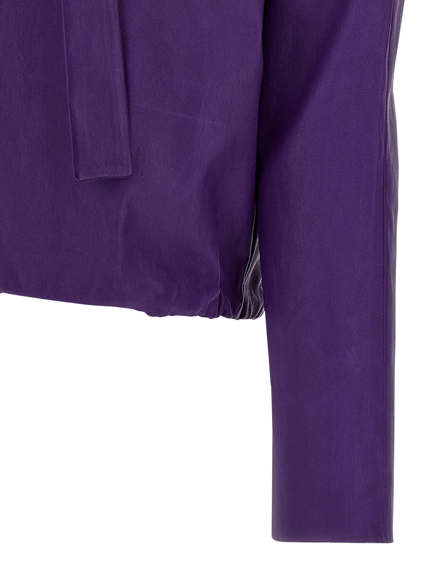 Blouse by STOULS for women in cotton & nappa lamb leather purple features an architectural silhouette with a refined and elegant for a architectural look.