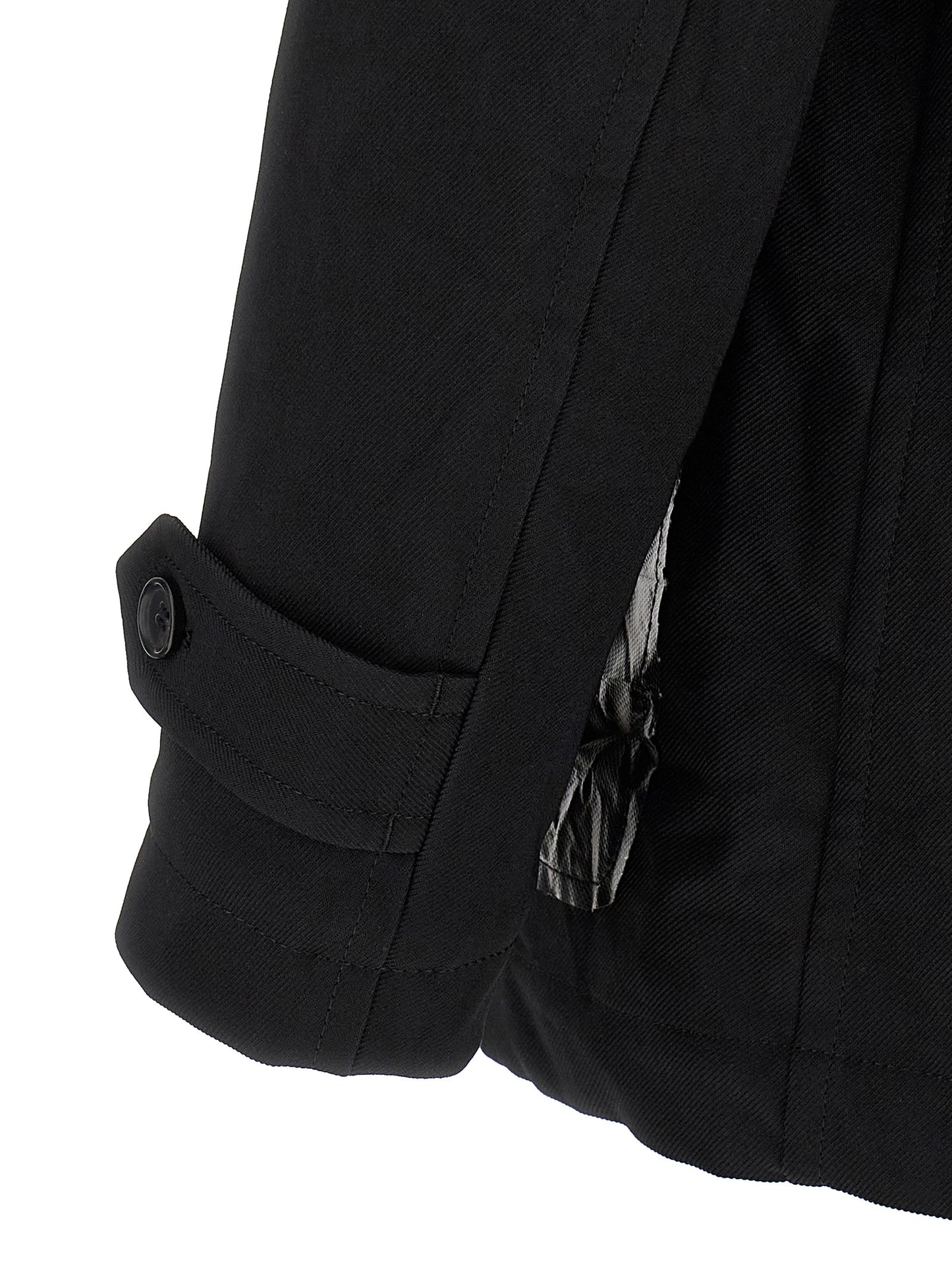 Overcoat by Comme Des Garçons for men in polyester black features an voluminous silhouette, showcasing distinct pockets & insulated and a voluminous for a truly voluminous aesthetic.