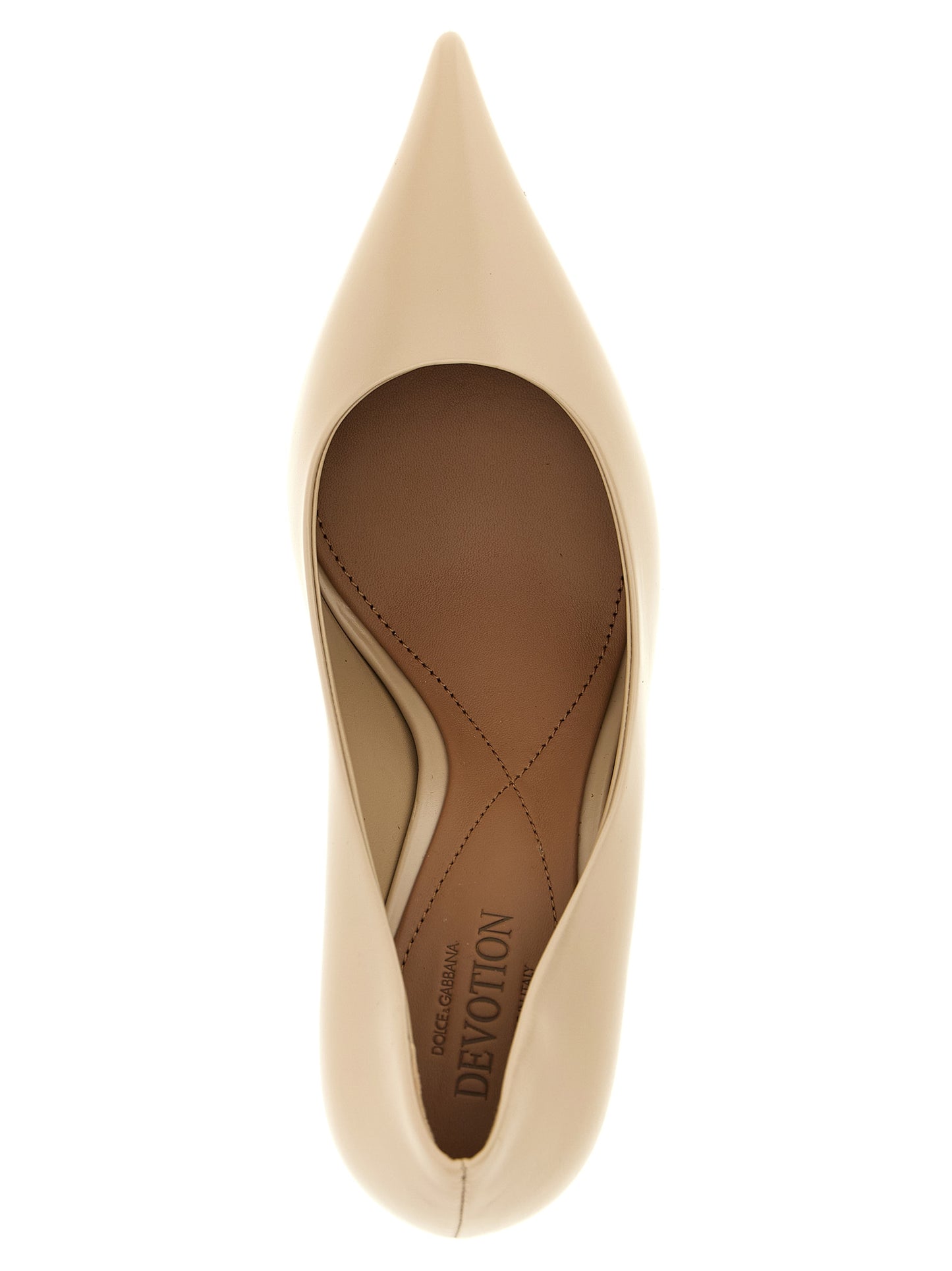 Dolce & Gabbana Devotion Heart Women's Calfskin Leather High-Heel Pumps Heels - Beige Signature