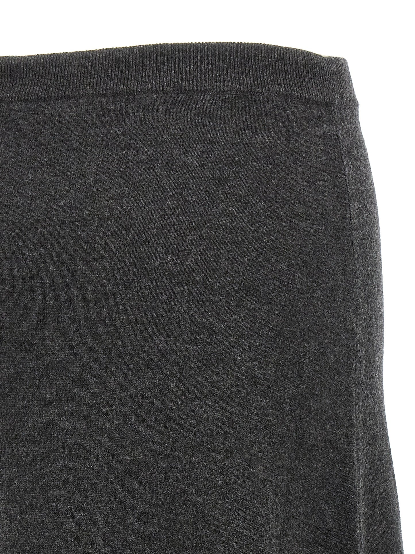 Skirt by Balenciaga for women in wool gray features a contoured silhouette from the Women's Flared Wool Maxi Mini Skirt collection, characterized by its contoured maxi mini for a contoured finish.