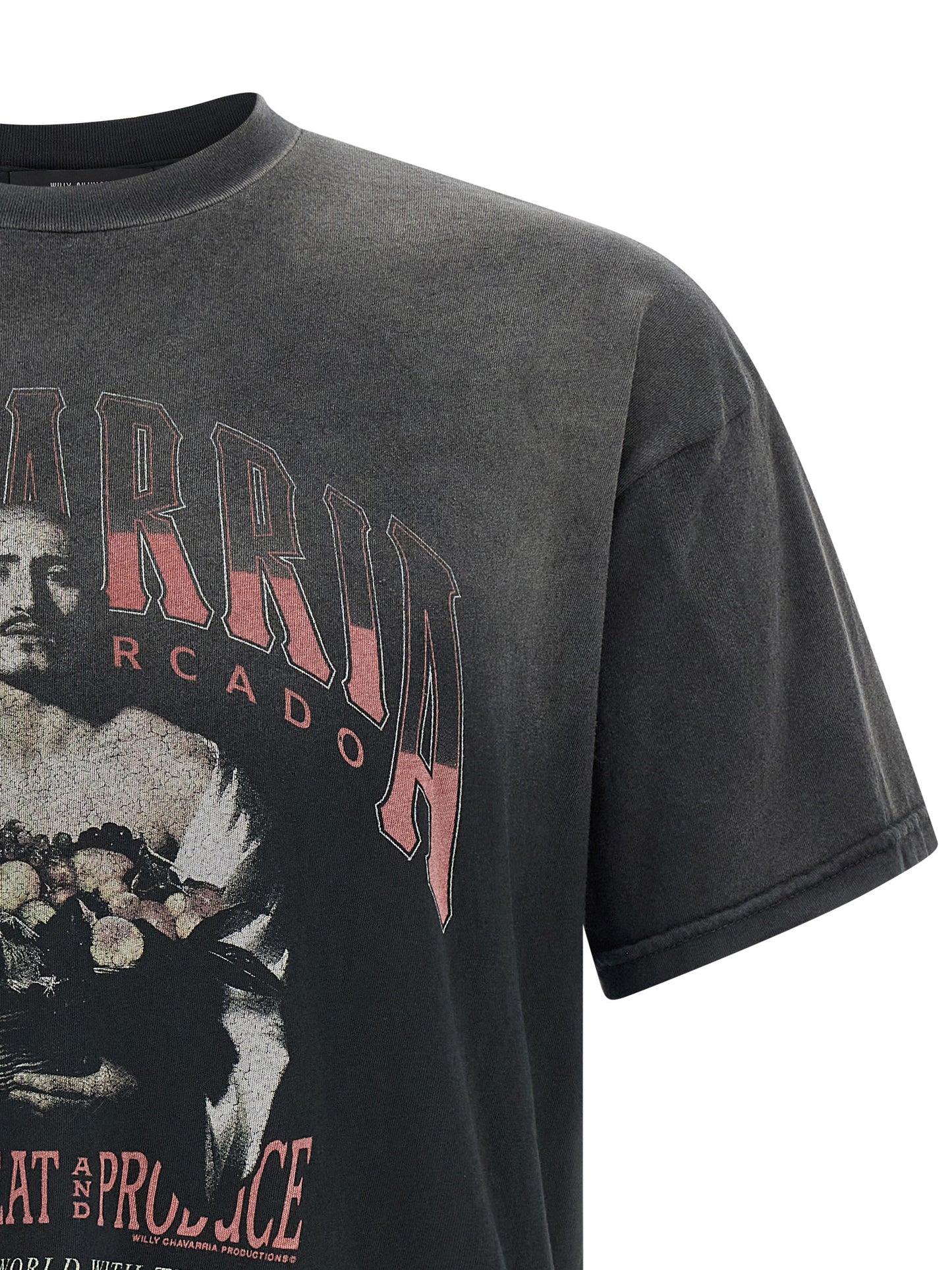 T-Shirt by WILLY CHAVARRIA for men in cotton black & print showcases a unassuming silhouette, artfully detailed with a refined and unassuming for a sophisticated, contemporary look.